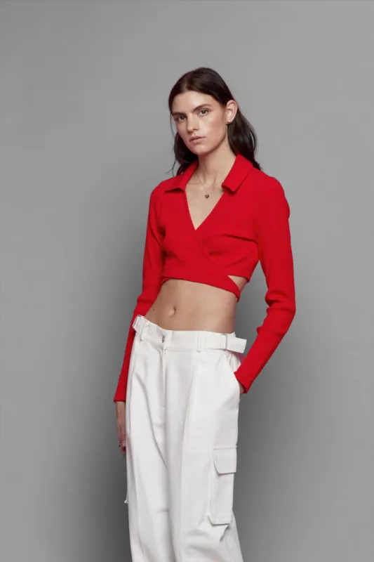 COLLARED WRAP TOP sold by OAK AND FORT