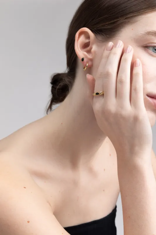 MOON STONE SILVER + ONYX GOLD RING sold by OAK AND FORT