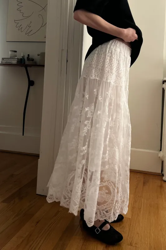 LAYERED LACE MIDI SKIRT sold by OAK AND FORT