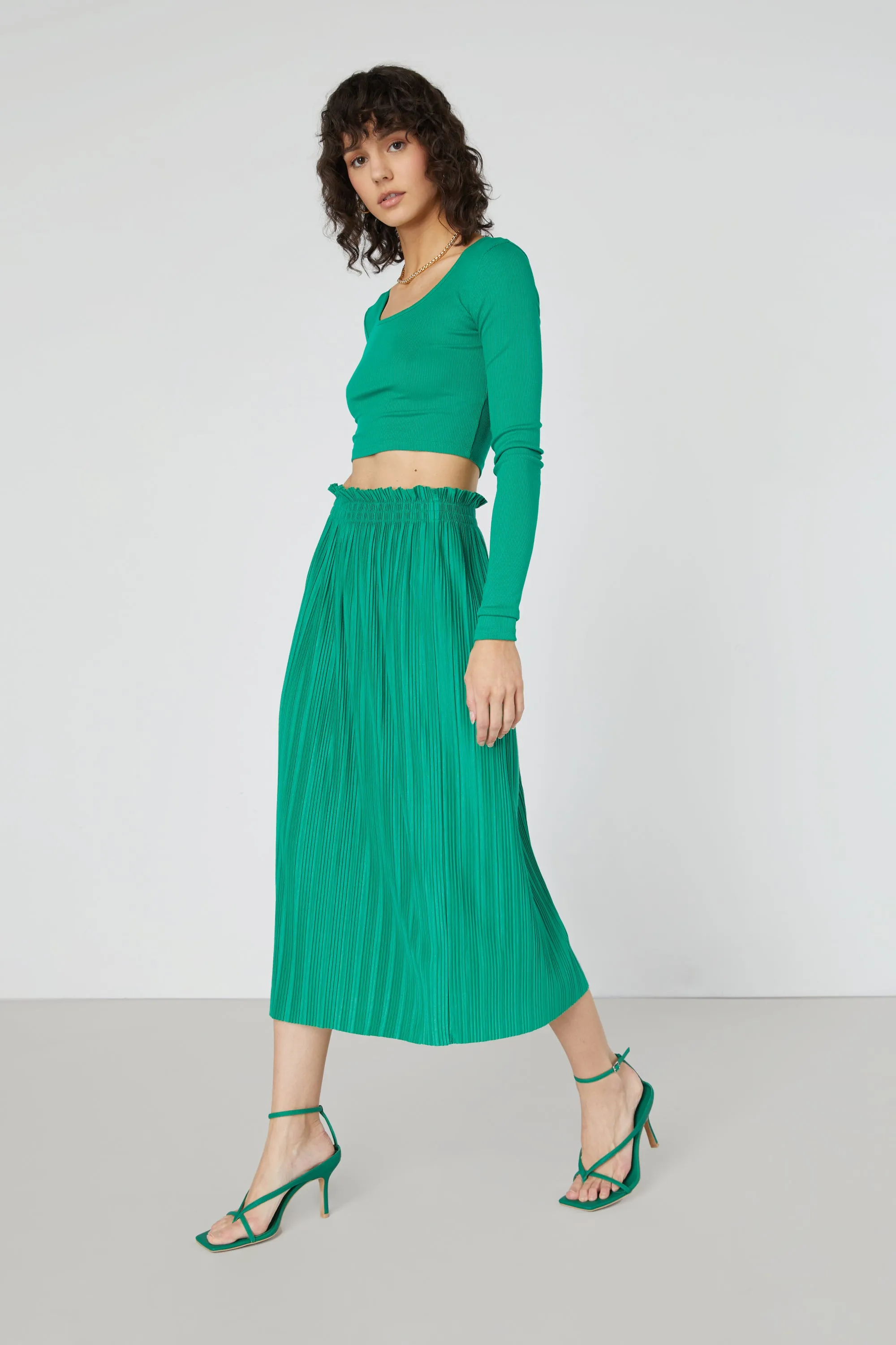 PLEATED MIDI SKIRT sold by OAK AND FORT