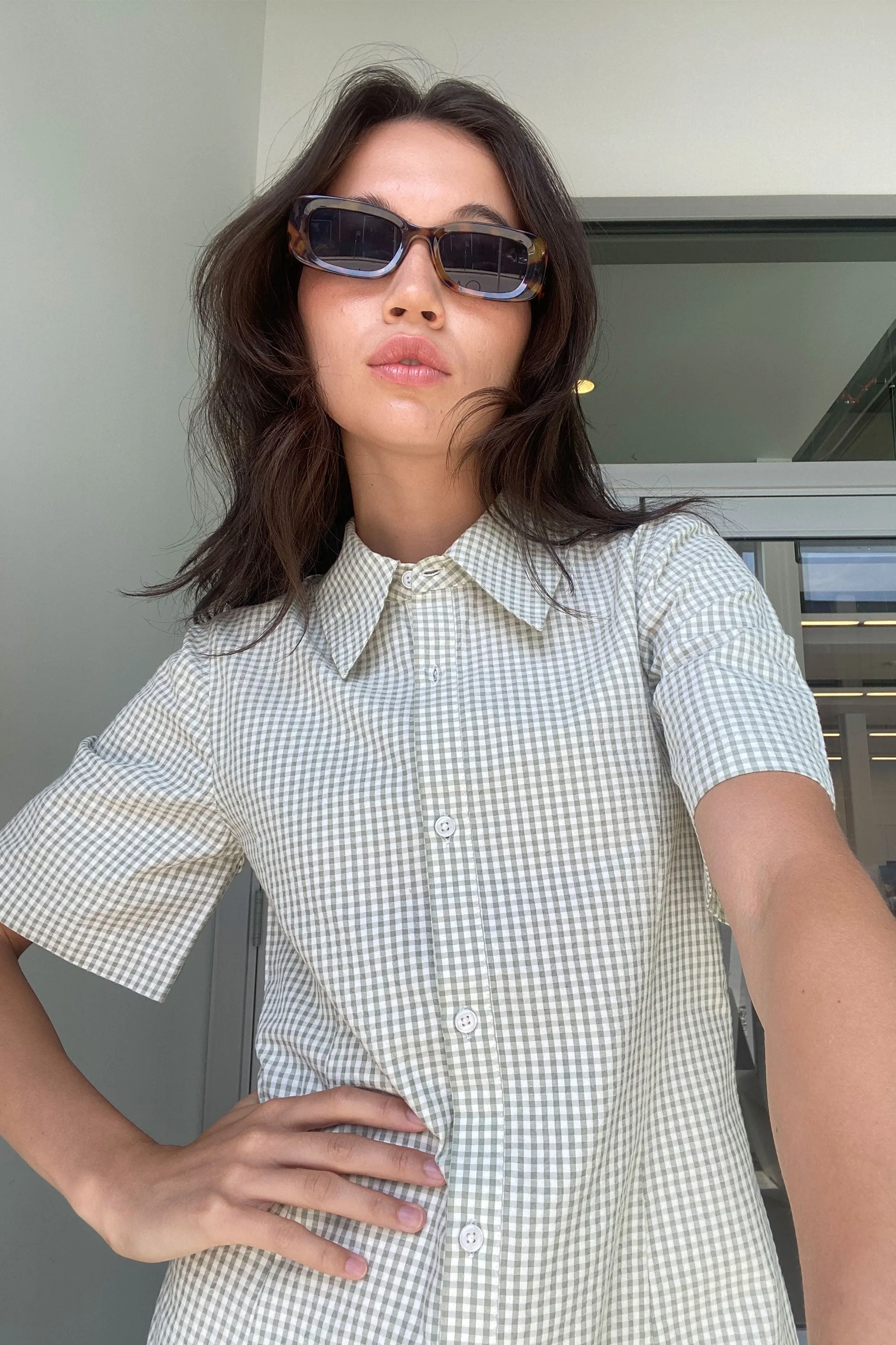 COLLARED MINI GINGHAM DRESS sold by OAK AND FORT product image thumbnail 4