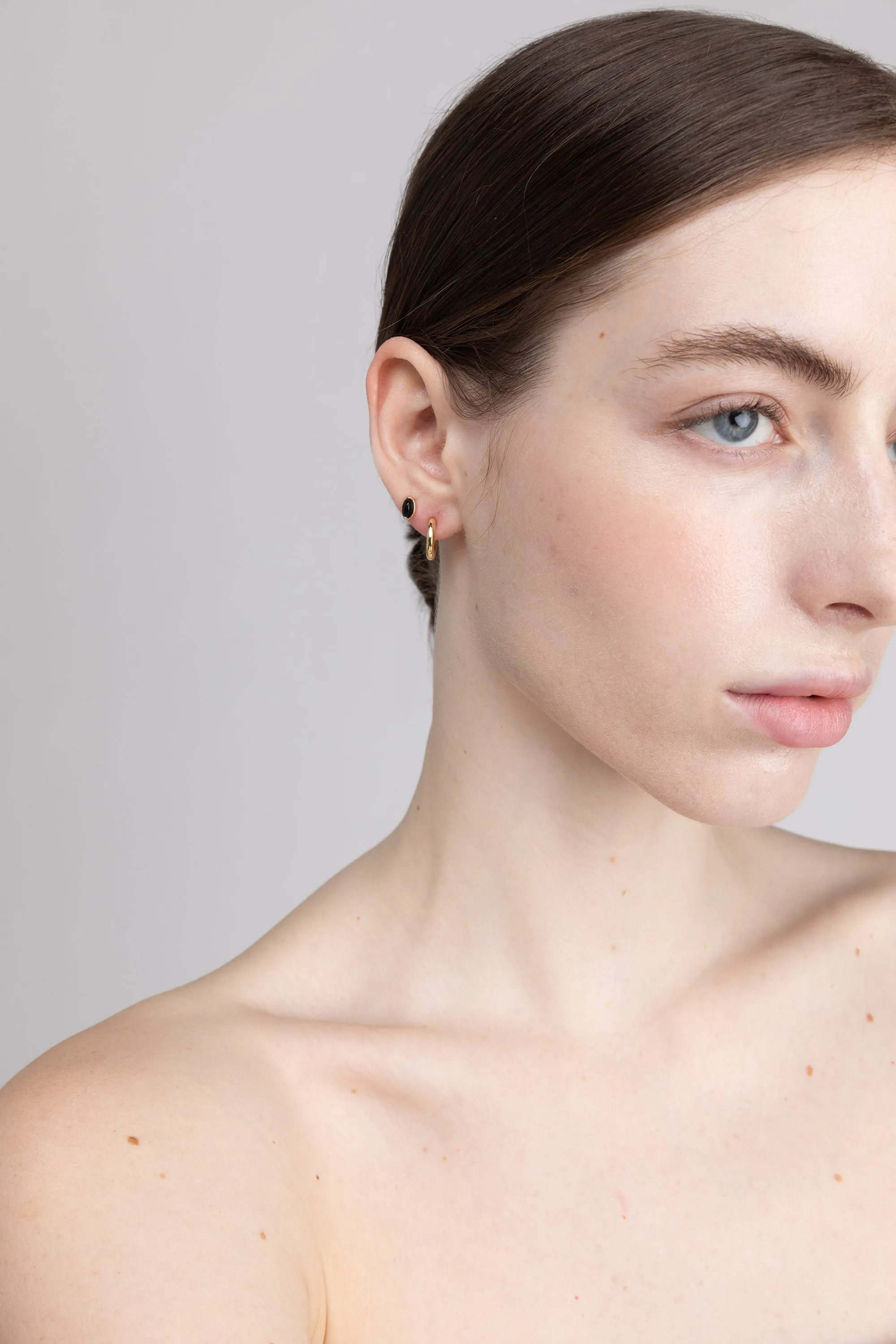 MOON STONE SILVER + ONYX GOLD EARRING SET sold by OAK AND FORT product image thumbnail 3