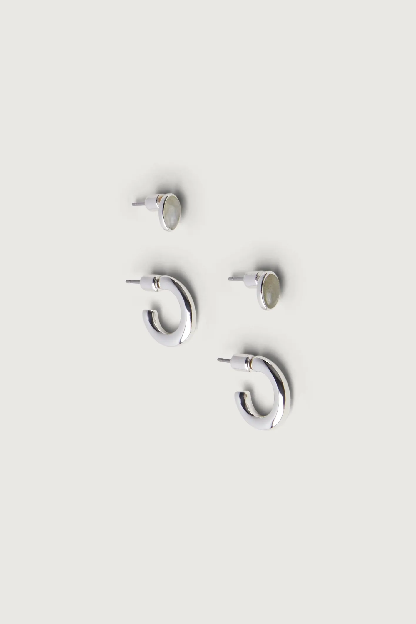 MOON STONE SILVER + ONYX GOLD EARRING SET sold by OAK AND FORT product image thumbnail 4