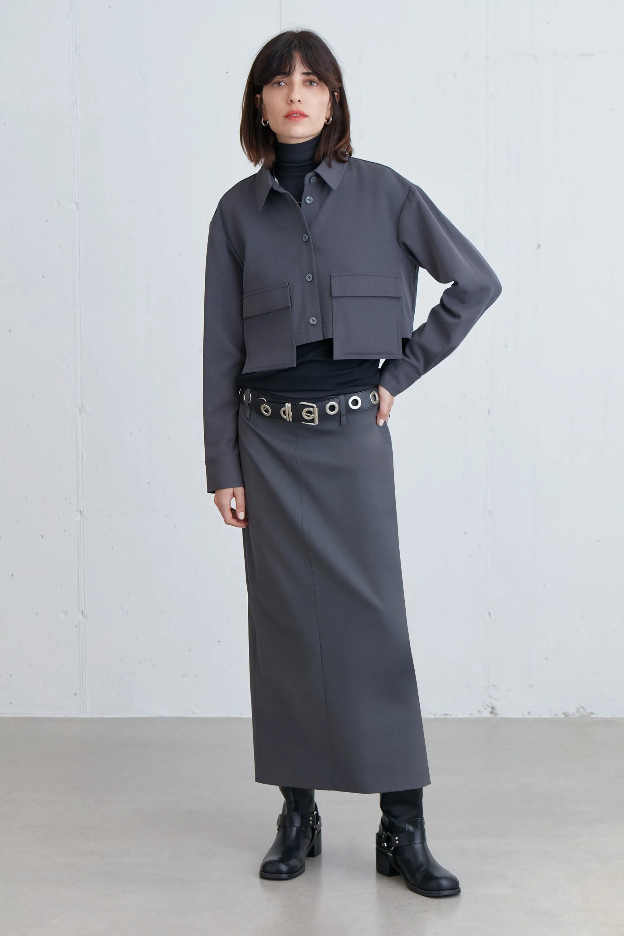 CROPPED COLLARED SHIRT sold by OAK AND FORT product image thumbnail 3