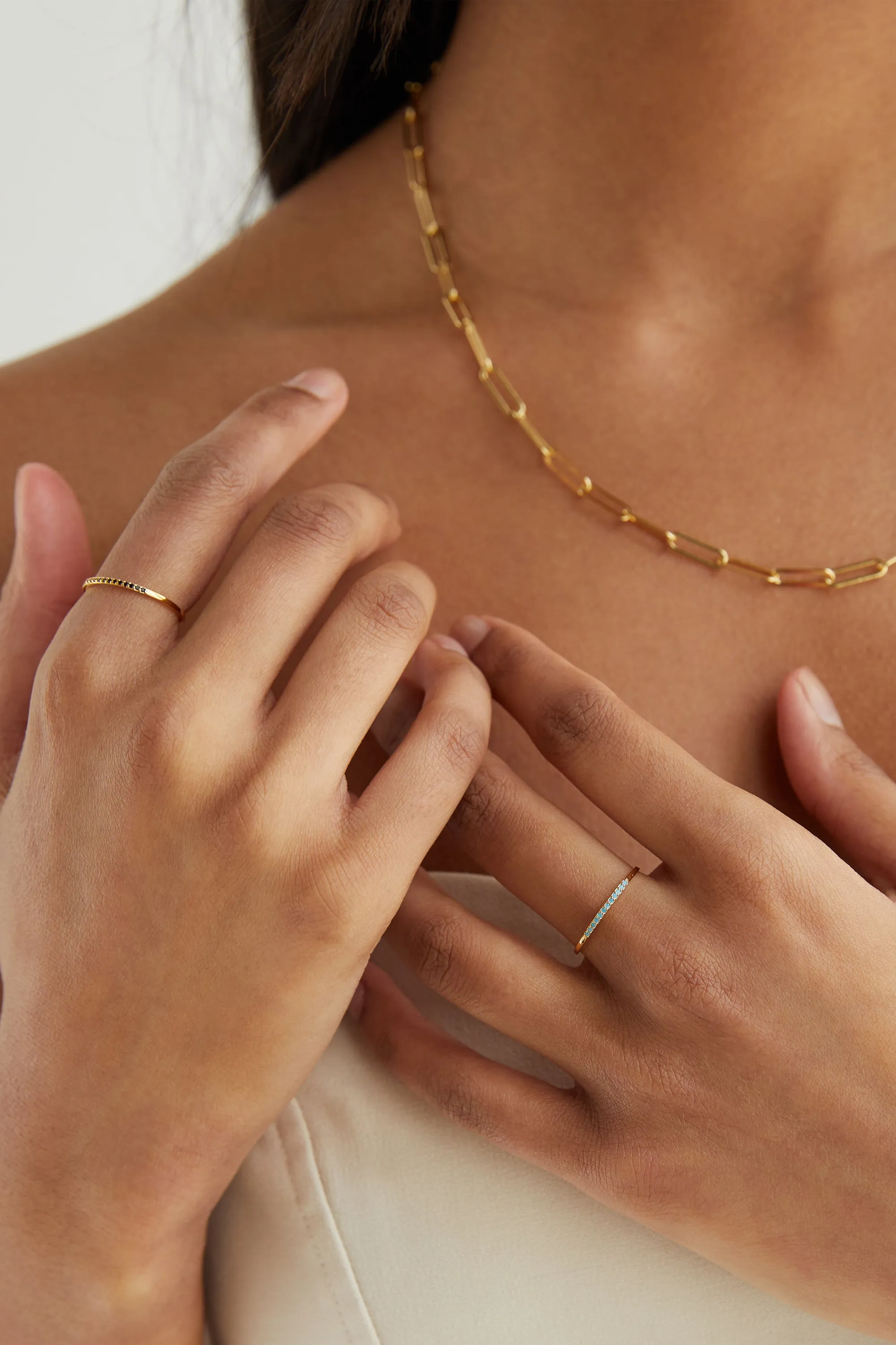 silver RING WITH TINY STONES sold by OAK AND FORT