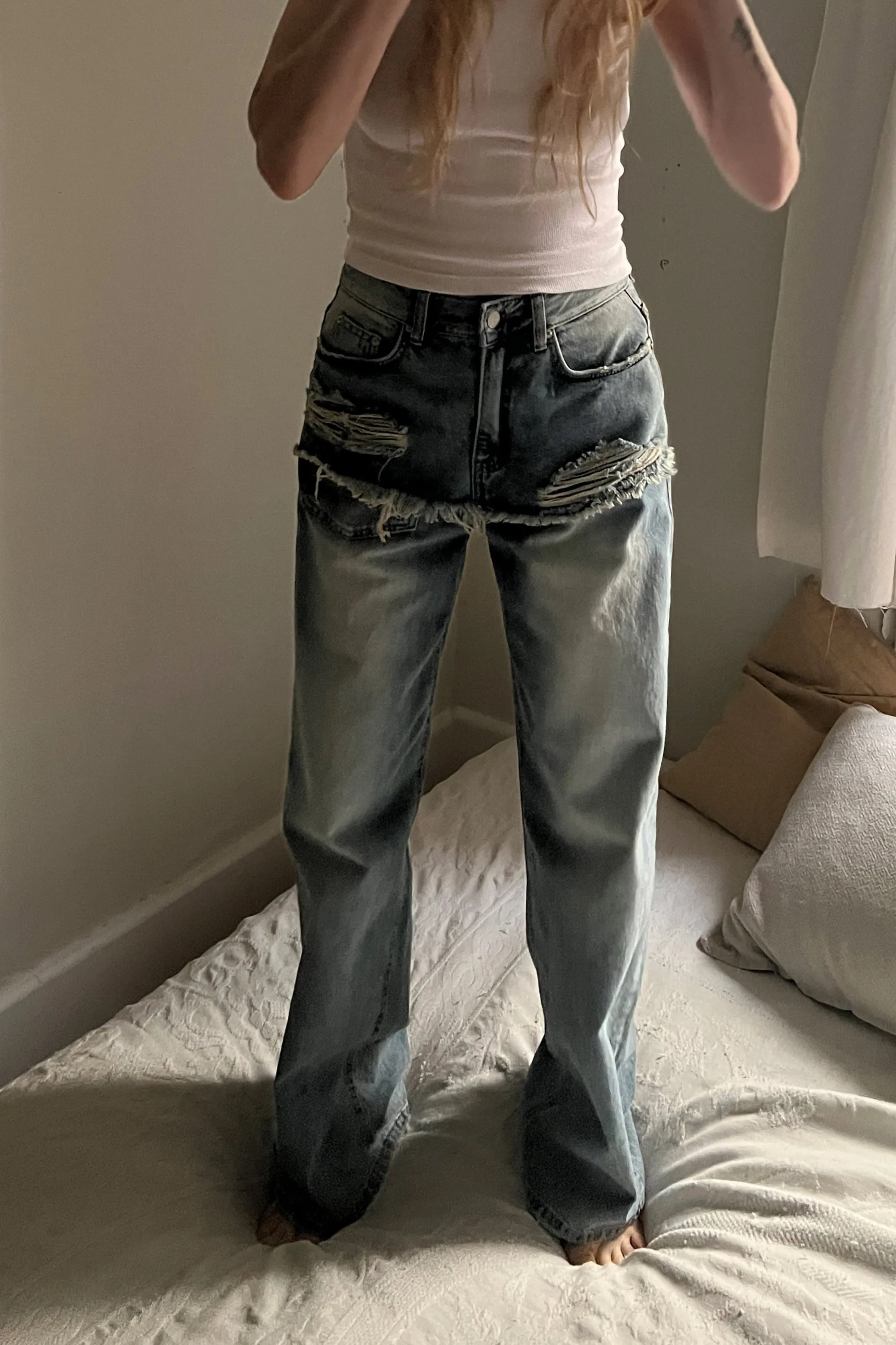 LAYERED EFFECT JEANS sold by OAK AND FORT