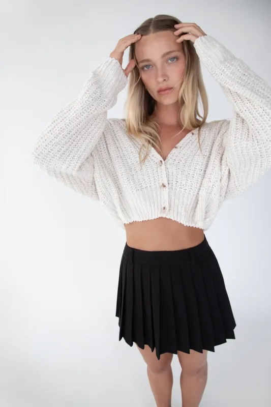 CROPPED CHENILLE KNIT CARDIGAN sold by OAK AND FORT