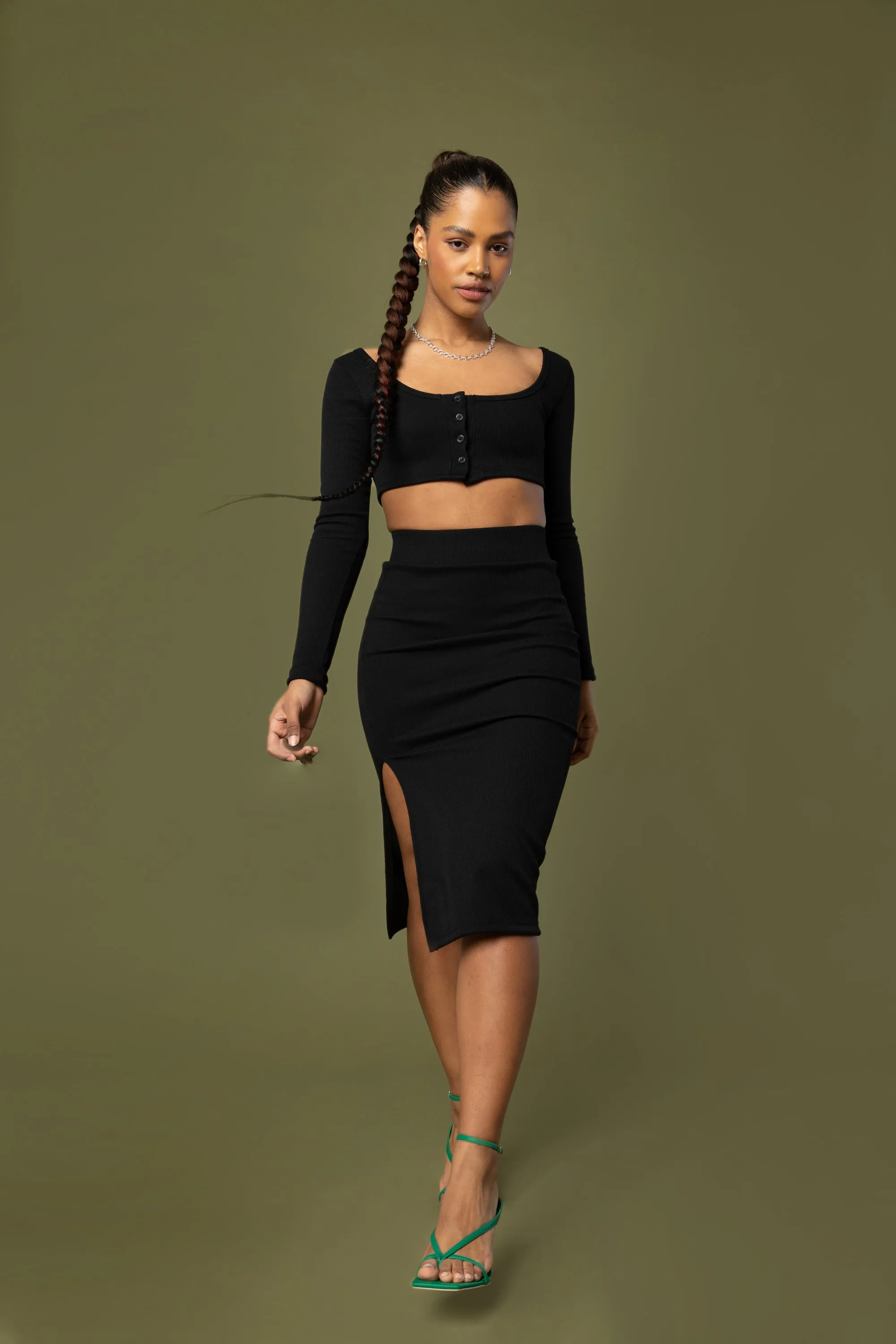 CROPPED BUTTON FRONT TOP sold by OAK AND FORT product image thumbnail 2