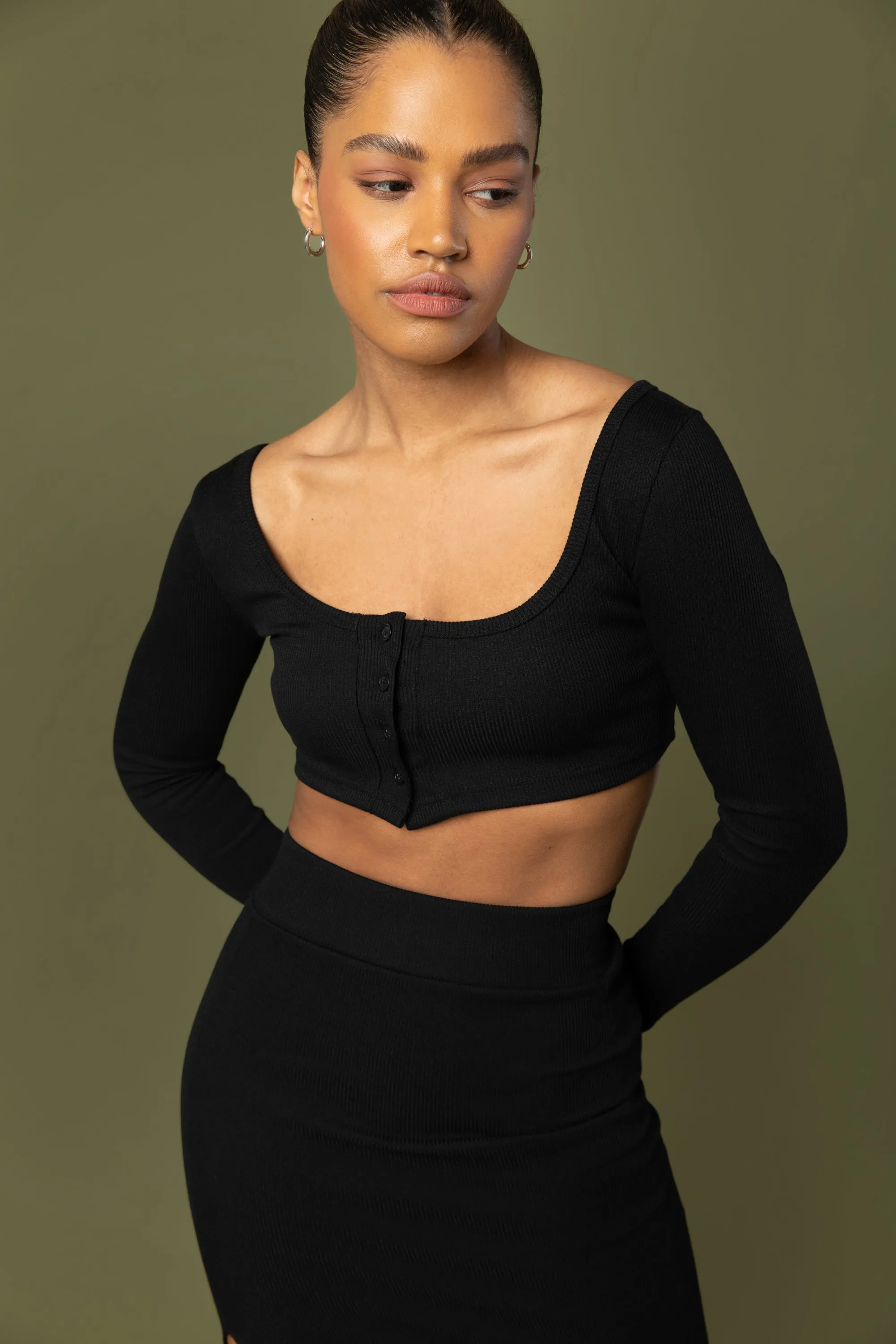 CROPPED BUTTON FRONT TOP sold by OAK AND FORT product image thumbnail 3