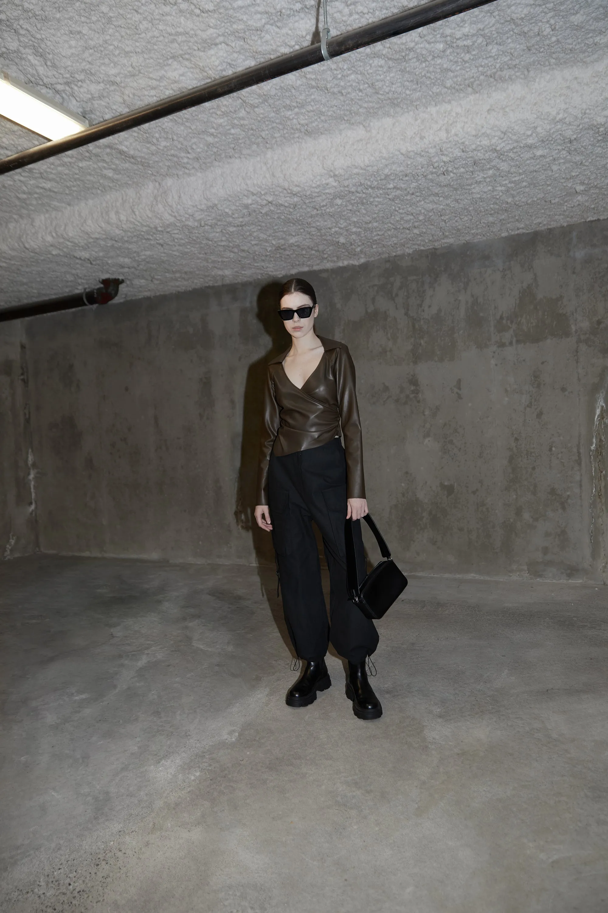 VEGAN LEATHER WRAP TOP sold by OAK AND FORT product image thumbnail 2