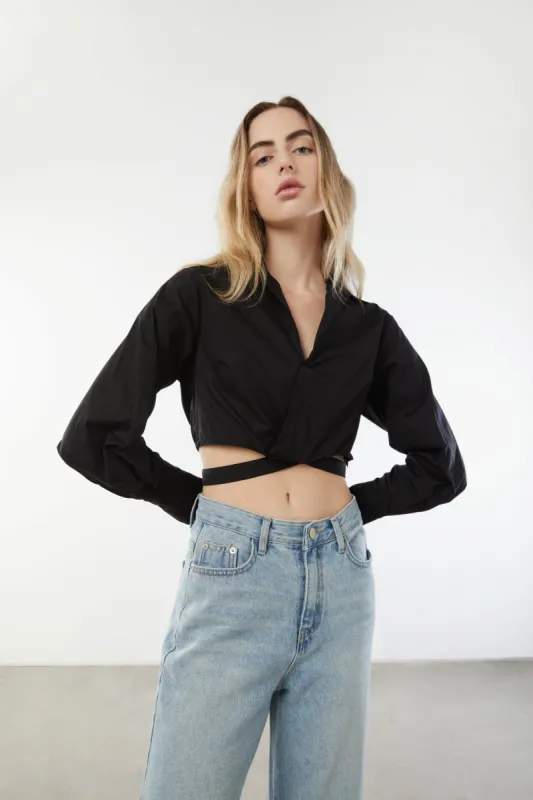 CROPPED WRAP SHIRT sold by OAK AND FORT