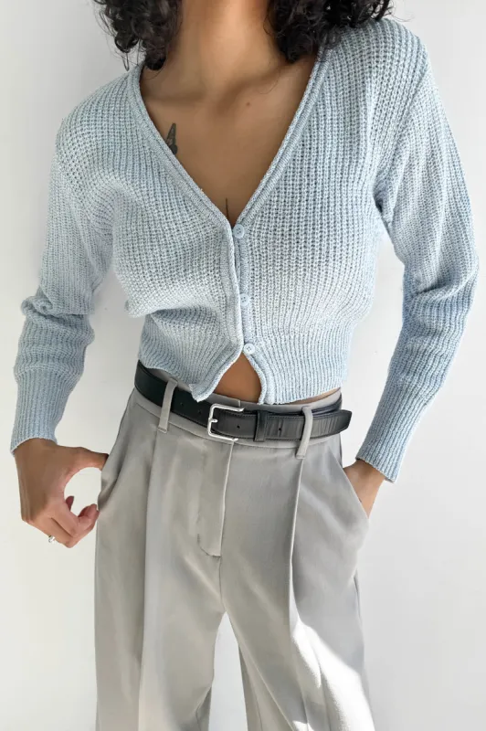 RIBBED BUTTON-FRONT CROPPED CARDIGAN sold by OAK AND FORT