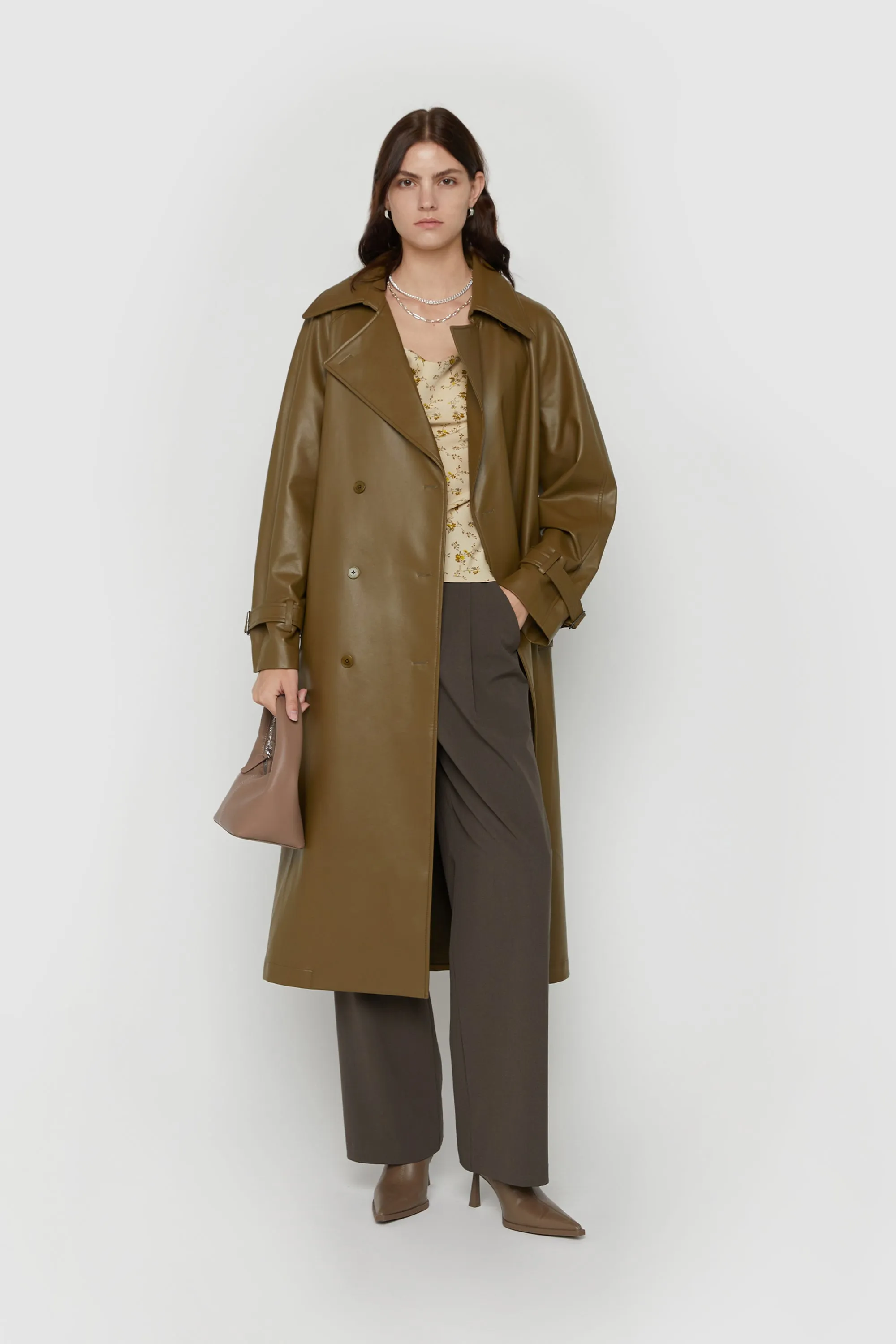 OVERSIZED VEGAN LEATHER TRENCH COAT sold by OAK AND FORT product image thumbnail 2