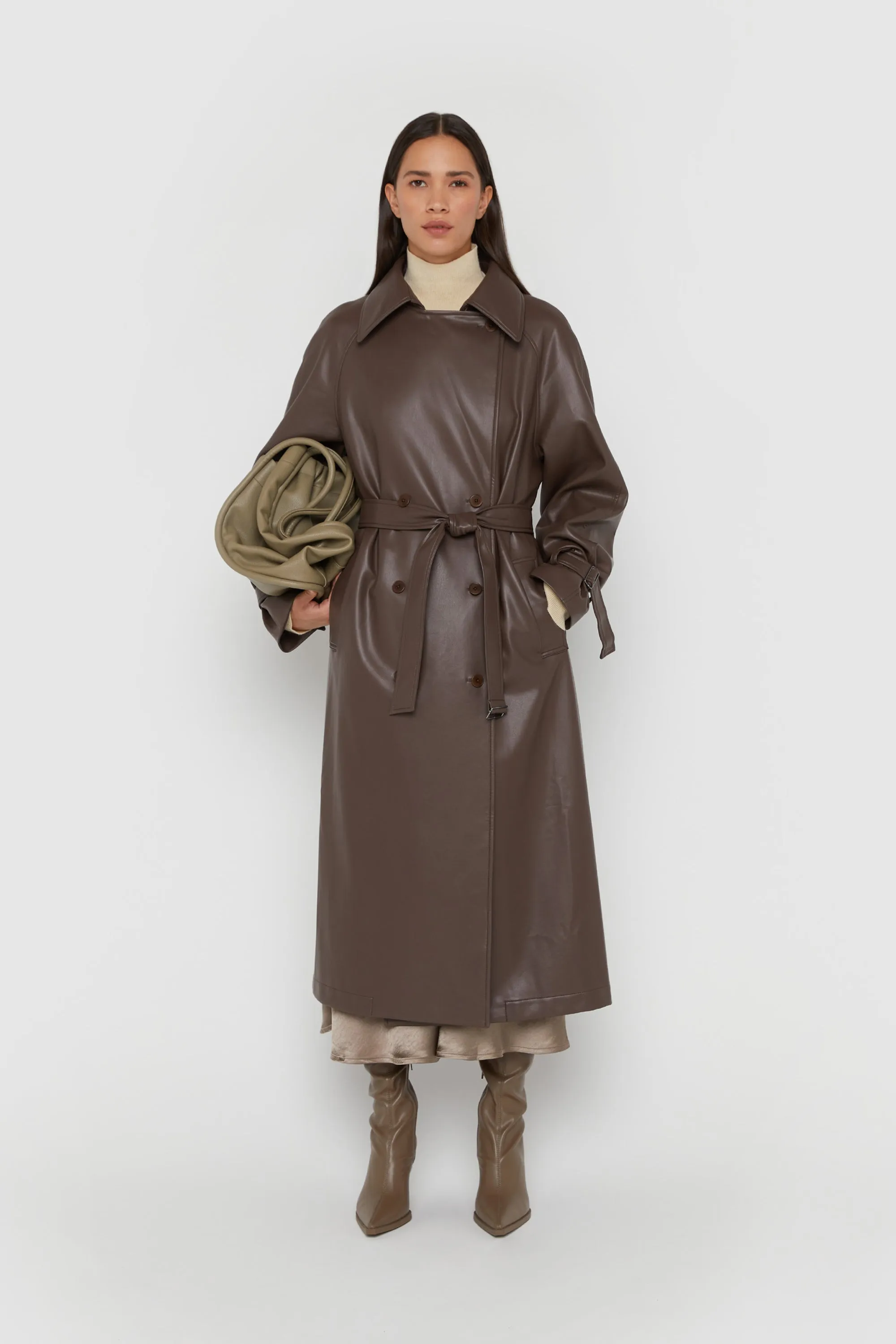 OVERSIZED VEGAN LEATHER TRENCH COAT sold by OAK AND FORT product image thumbnail 5