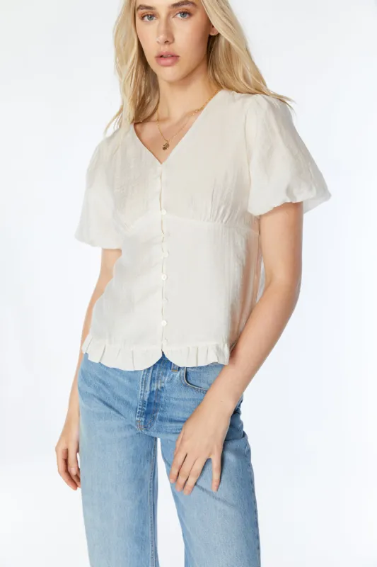 PUFF SLEEVE BUTTON FRONT TOP sold by OAK AND FORT