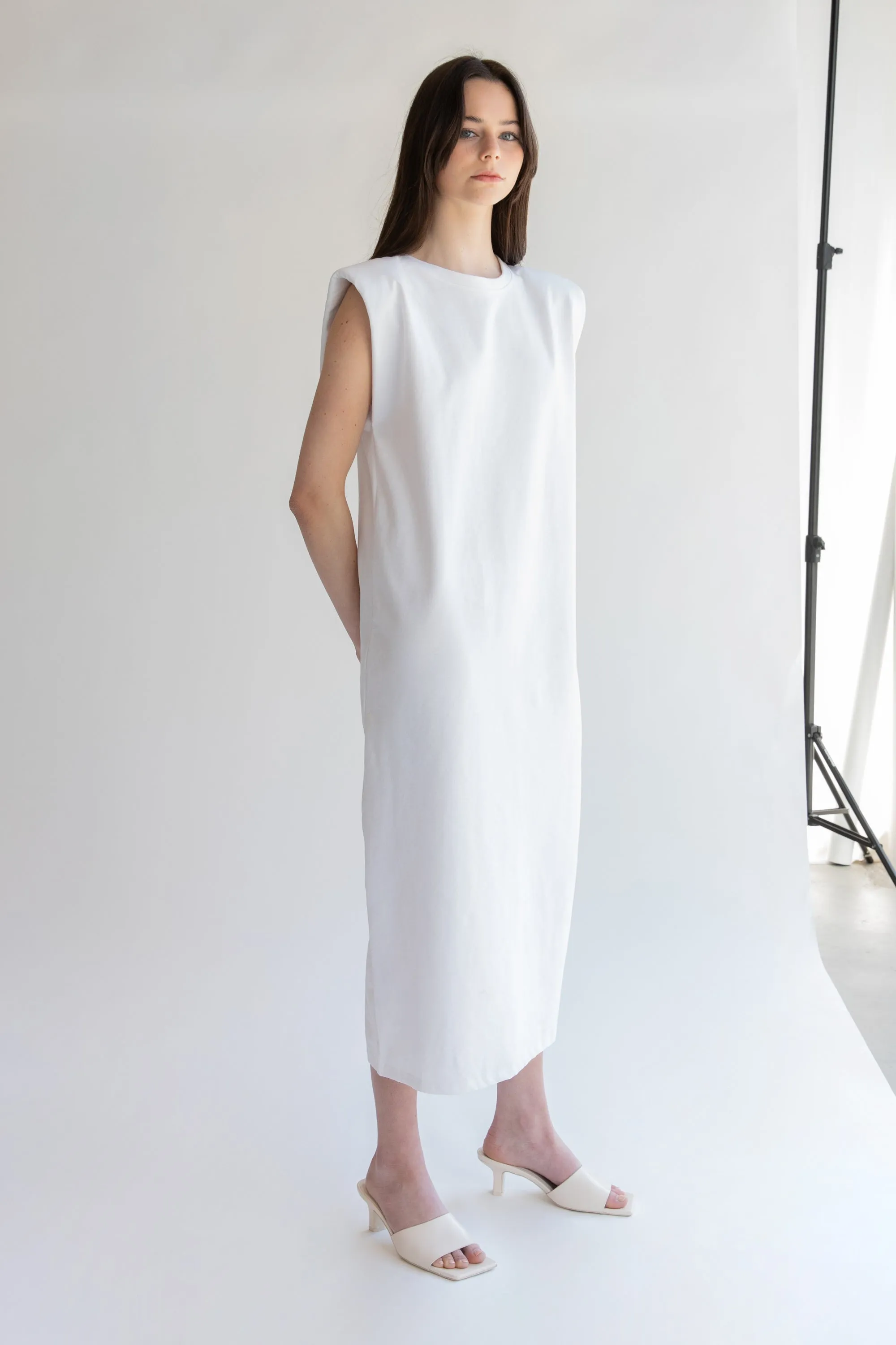 PADDED SHOULDER MIDI DRESS sold by OAK AND FORT product image thumbnail 4