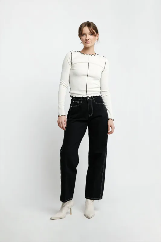 CONTRAST STITCH BLACK JEAN sold by OAK AND FORT