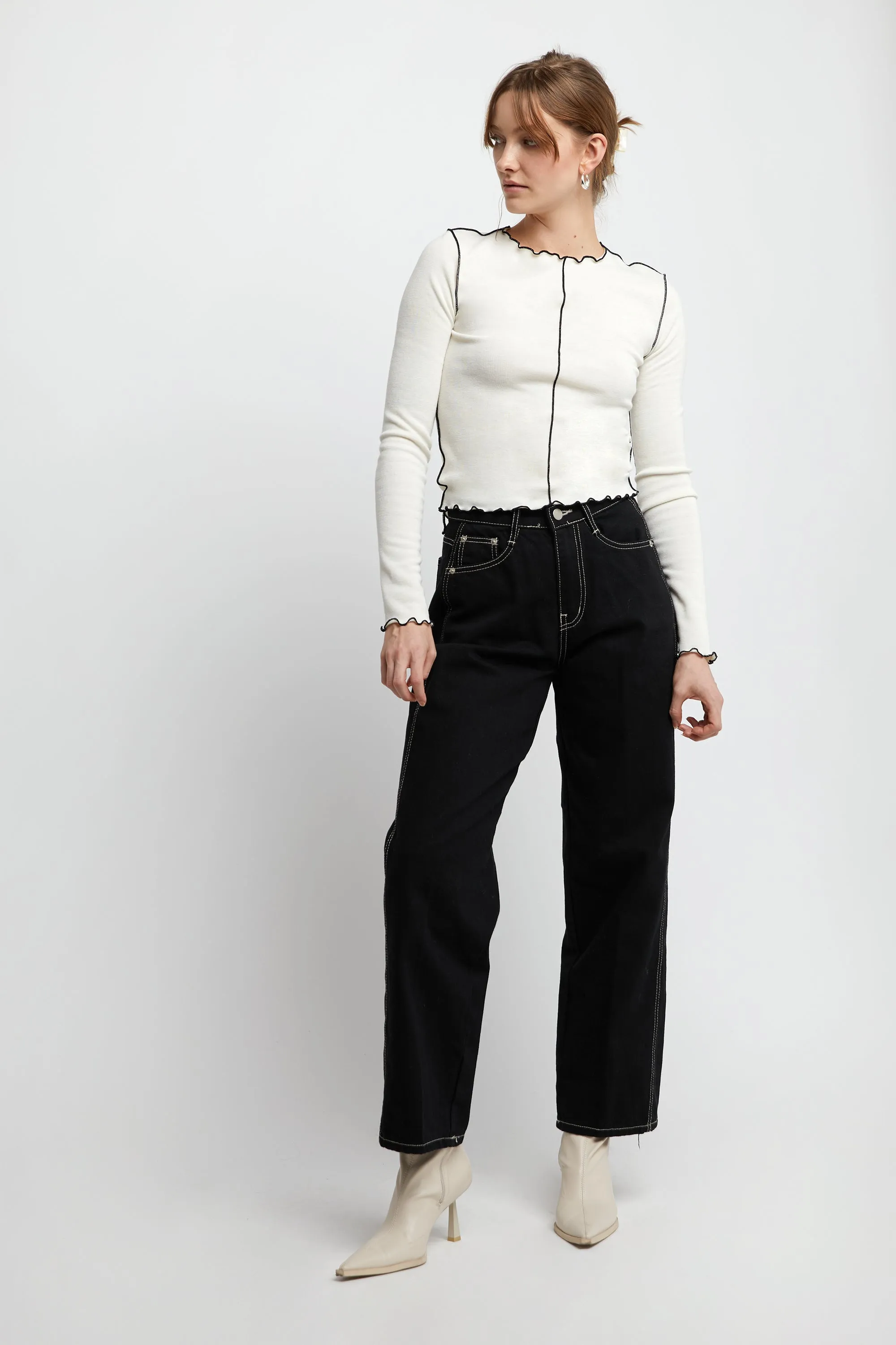 CONTRAST STITCH BLACK JEAN sold by OAK AND FORT product image thumbnail 3