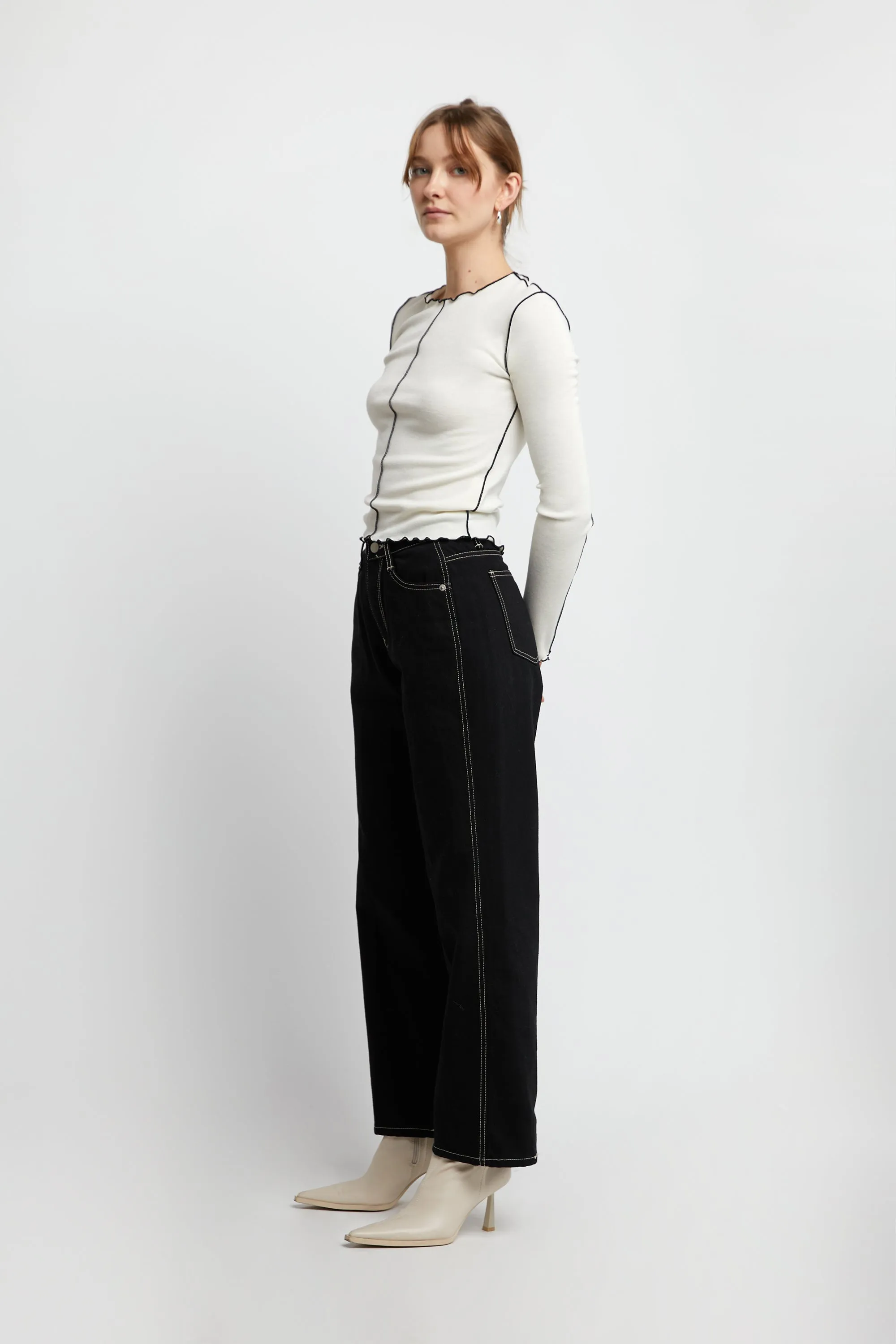CONTRAST STITCH BLACK JEAN sold by OAK AND FORT product image thumbnail 4