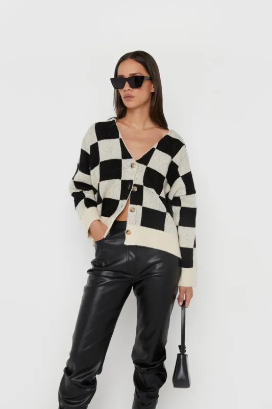 CHECKERED BUTTON FRONT CARDIGAN sold by OAK AND FORT