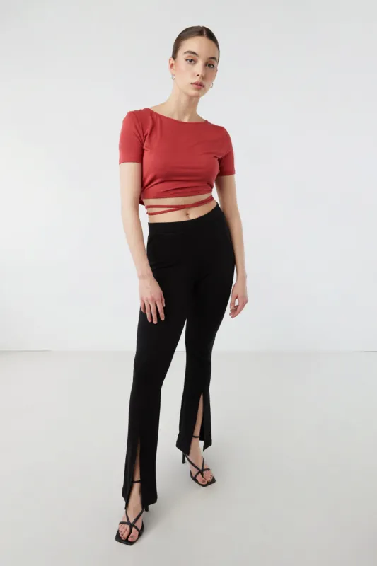 CROPPED TEE WITH WAIST TIES sold by OAK AND FORT