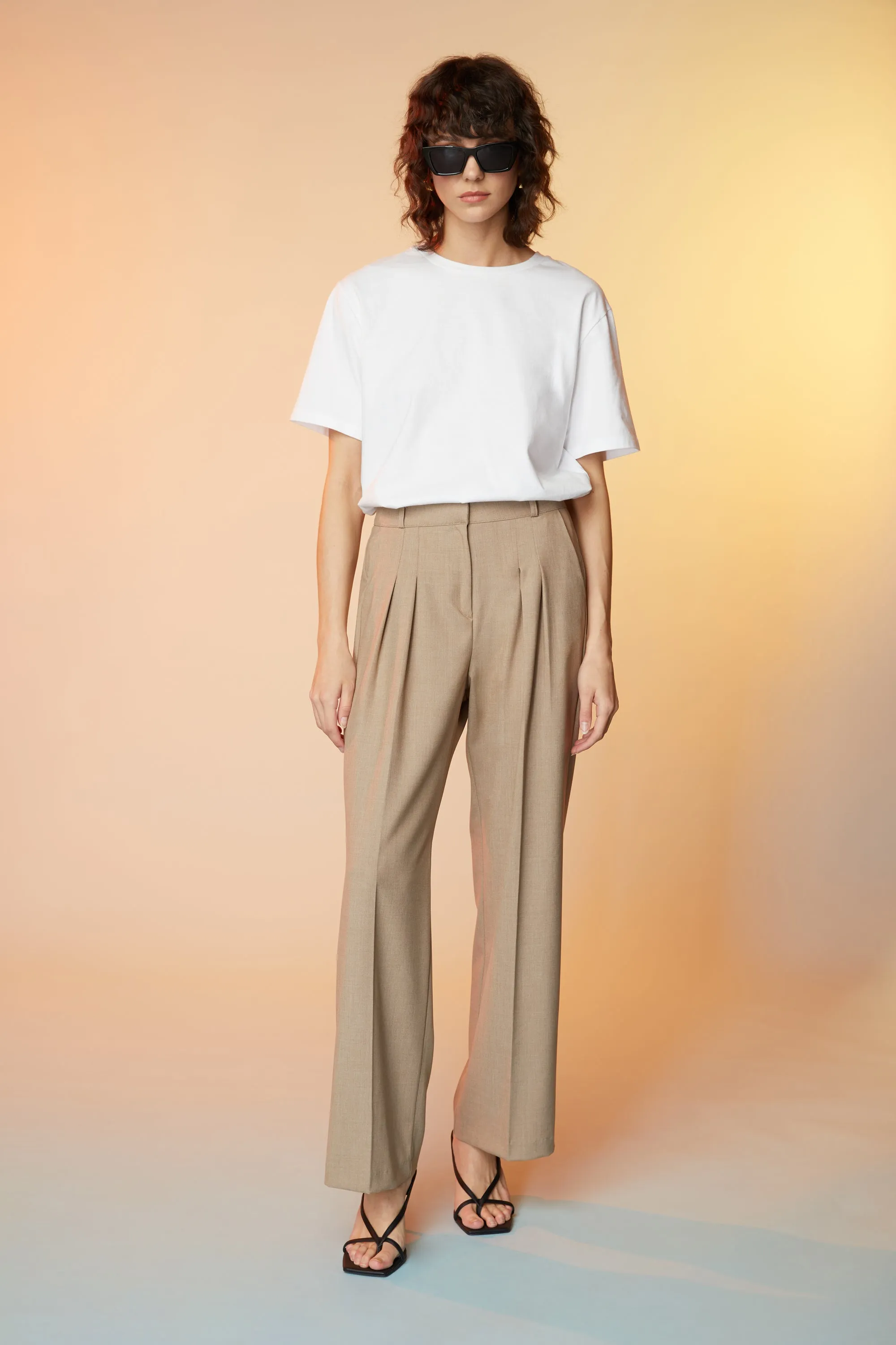 STRAIGHT LEG PANT WITH PLEATS sold by OAK AND FORT