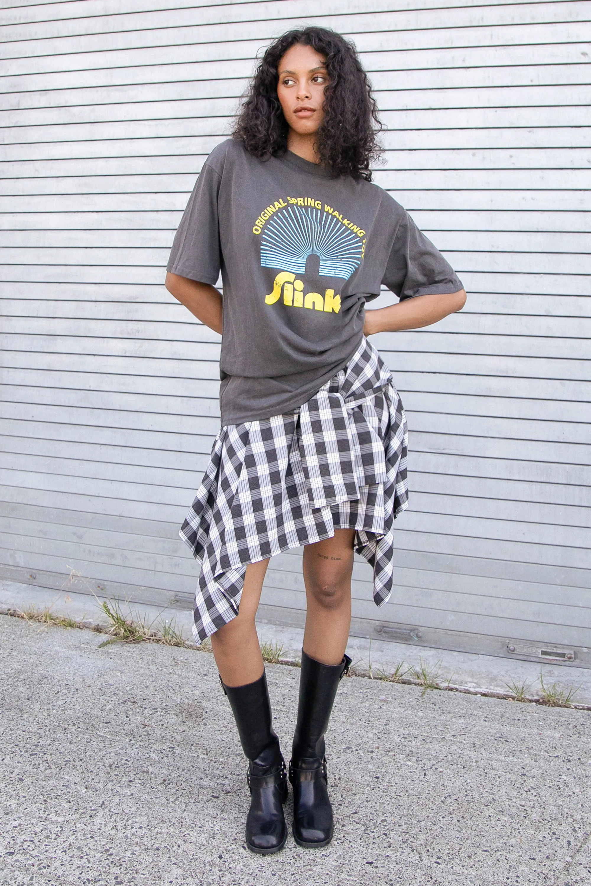 TIED SHIRT EFFECT MINI SKIRT sold by OAK AND FORT product image thumbnail 2