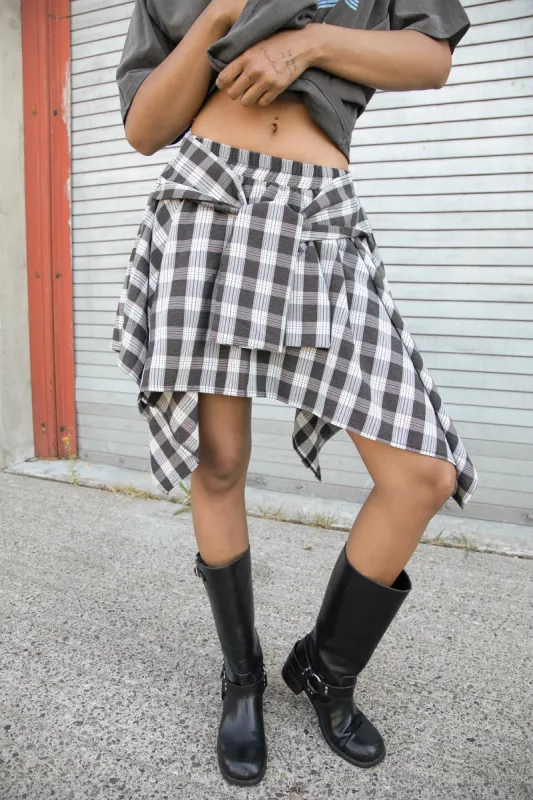 TIED SHIRT EFFECT MINI SKIRT sold by OAK AND FORT