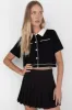 CROPPED KNIT CONTRAST TRIM TOP sold by OAK AND FORT