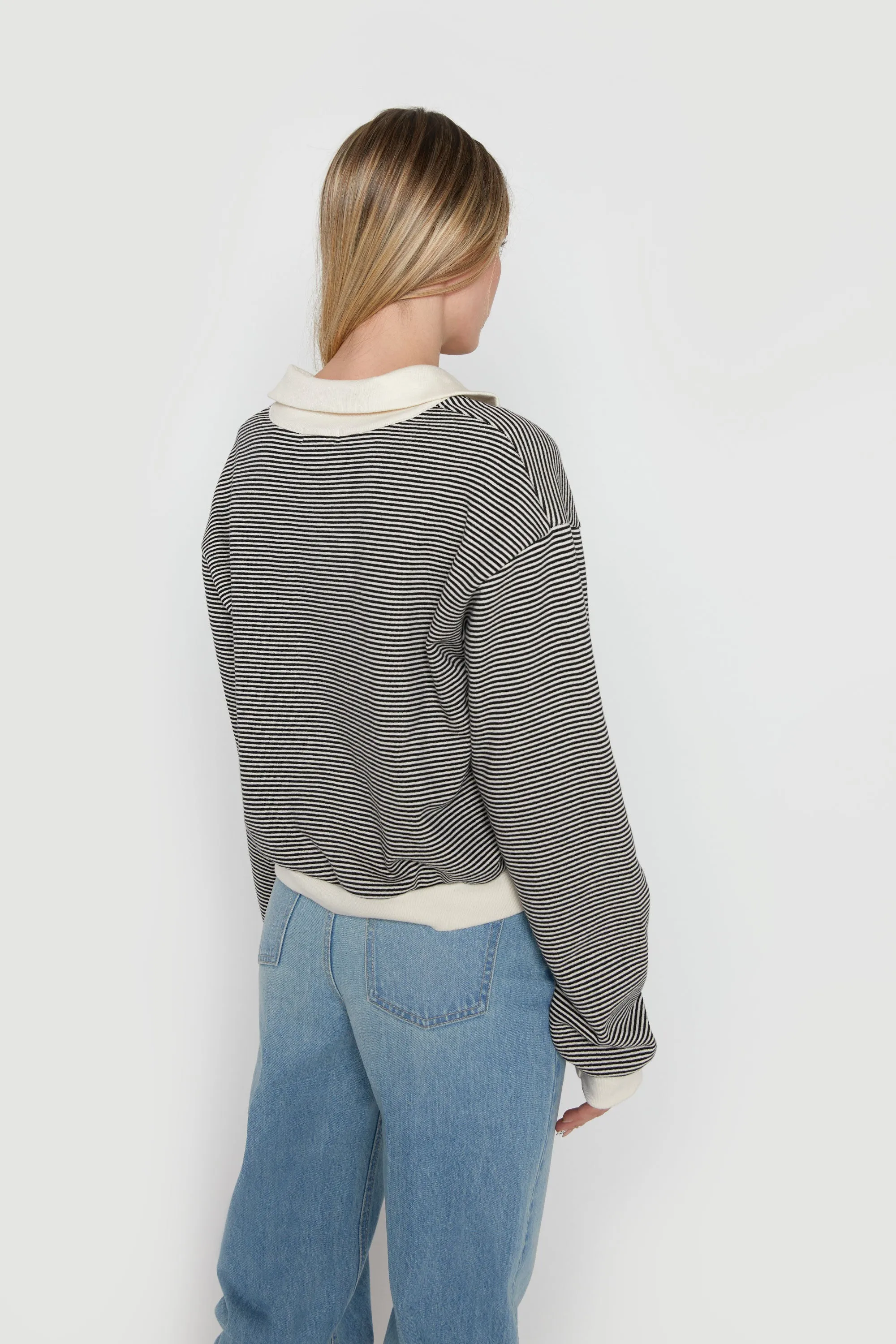 STRIPED COLLARED LONG SLEEVE TOP sold by OAK AND FORT product image thumbnail 5