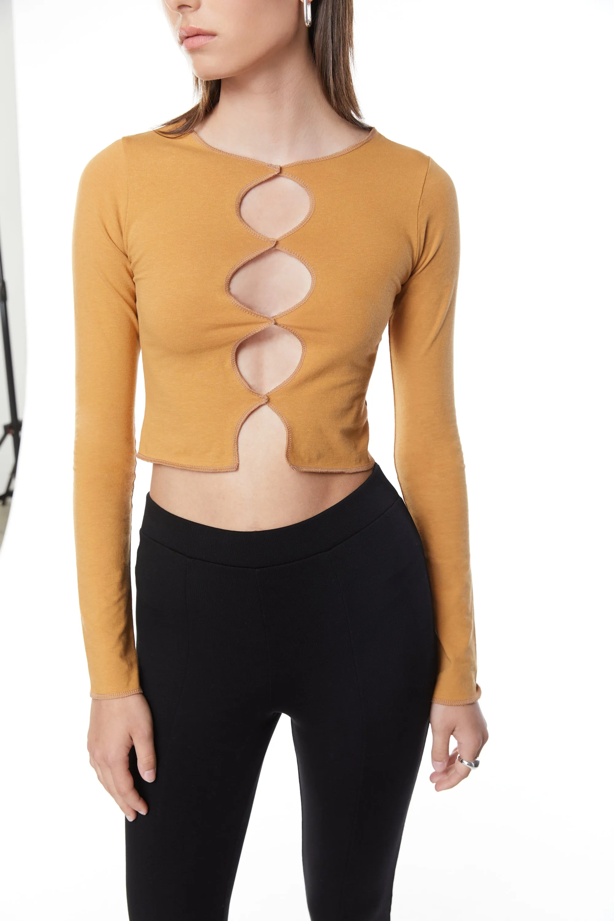 CUTOUT LONG SLEEVE TOP sold by OAK AND FORT product image thumbnail 5
