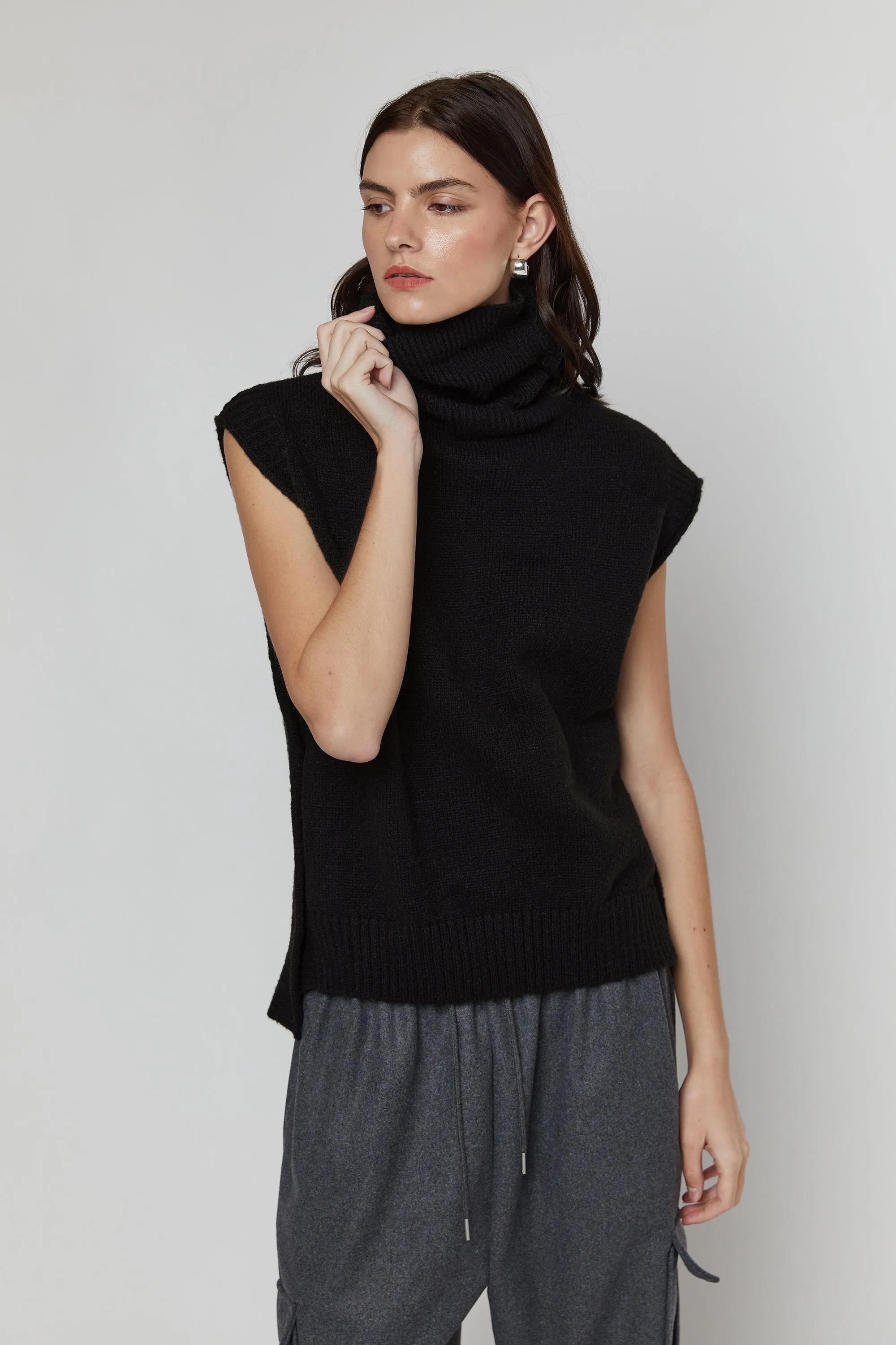 TURTLENECK VEST WITH SIDE BUTTONS sold by OAK AND FORT product image thumbnail 3