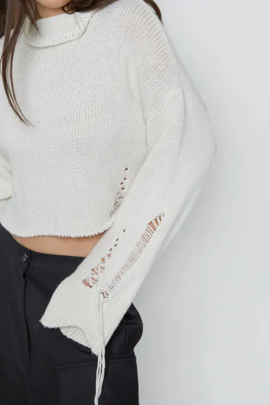 DISTRESSED TURTLENECK SWEATER sold by OAK AND FORT