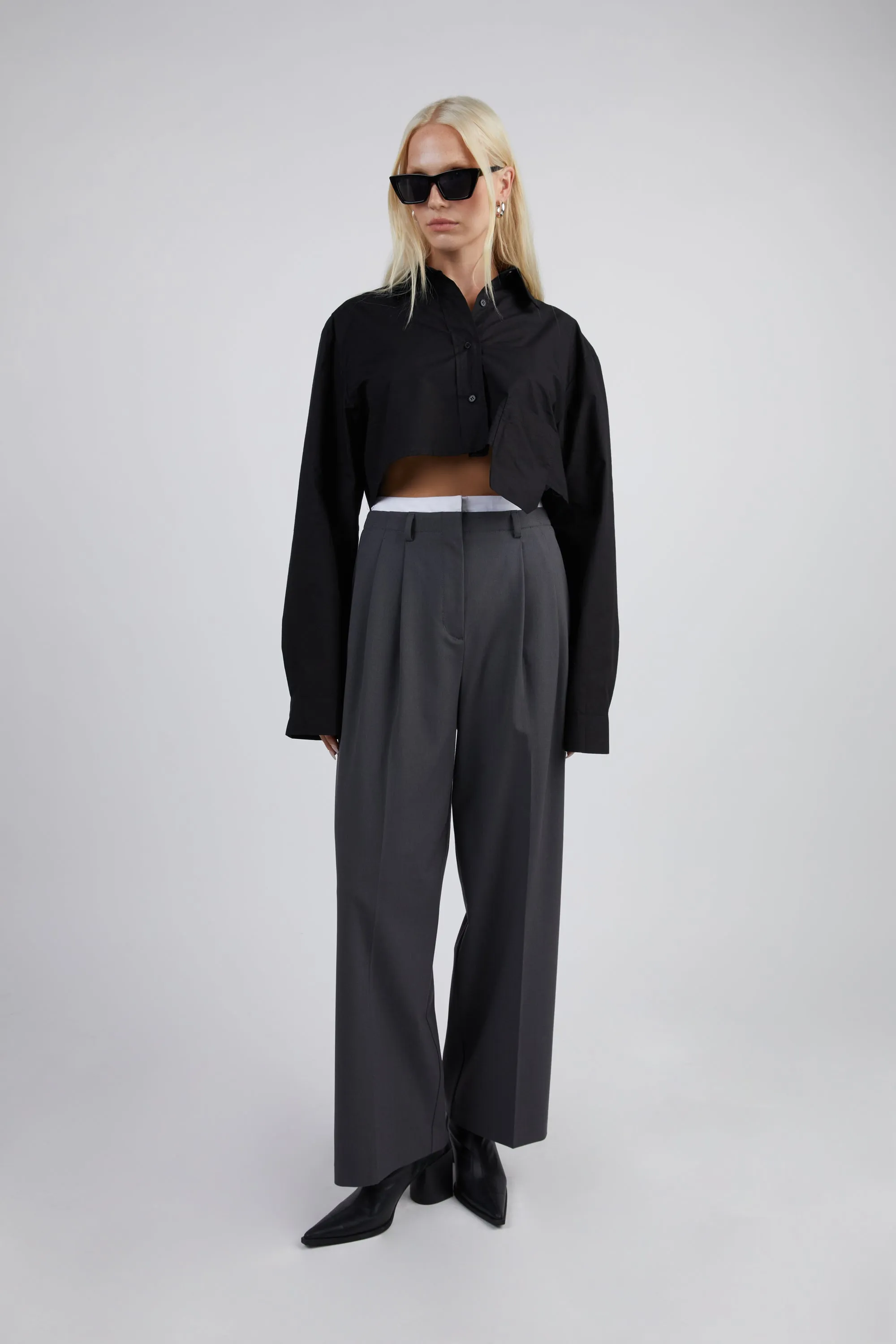 CROPPED BUTTON-UP SHIRT sold by OAK AND FORT product image thumbnail 2