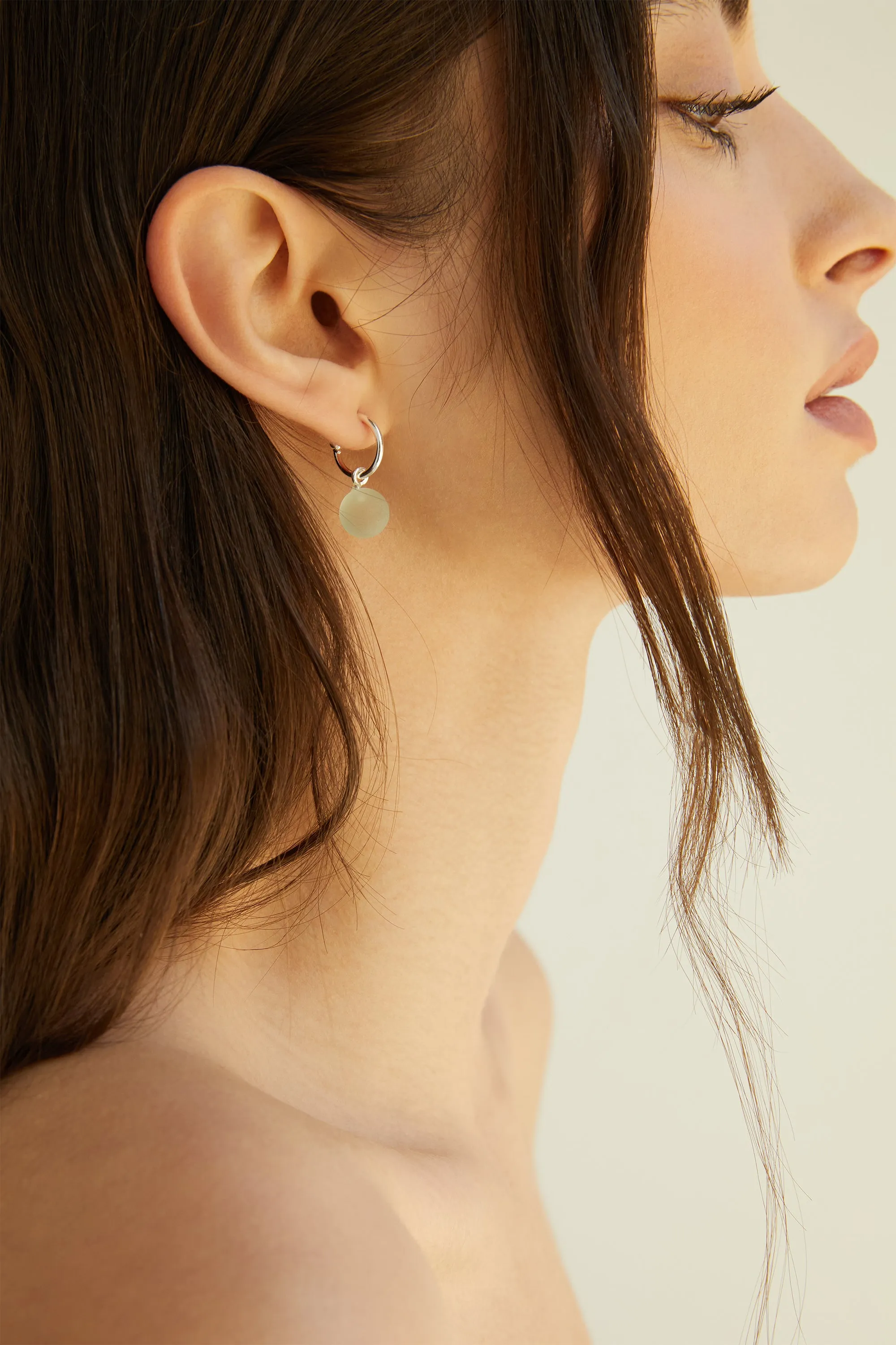 HOOP EARRING WITH STONE DROP sold by OAK AND FORT