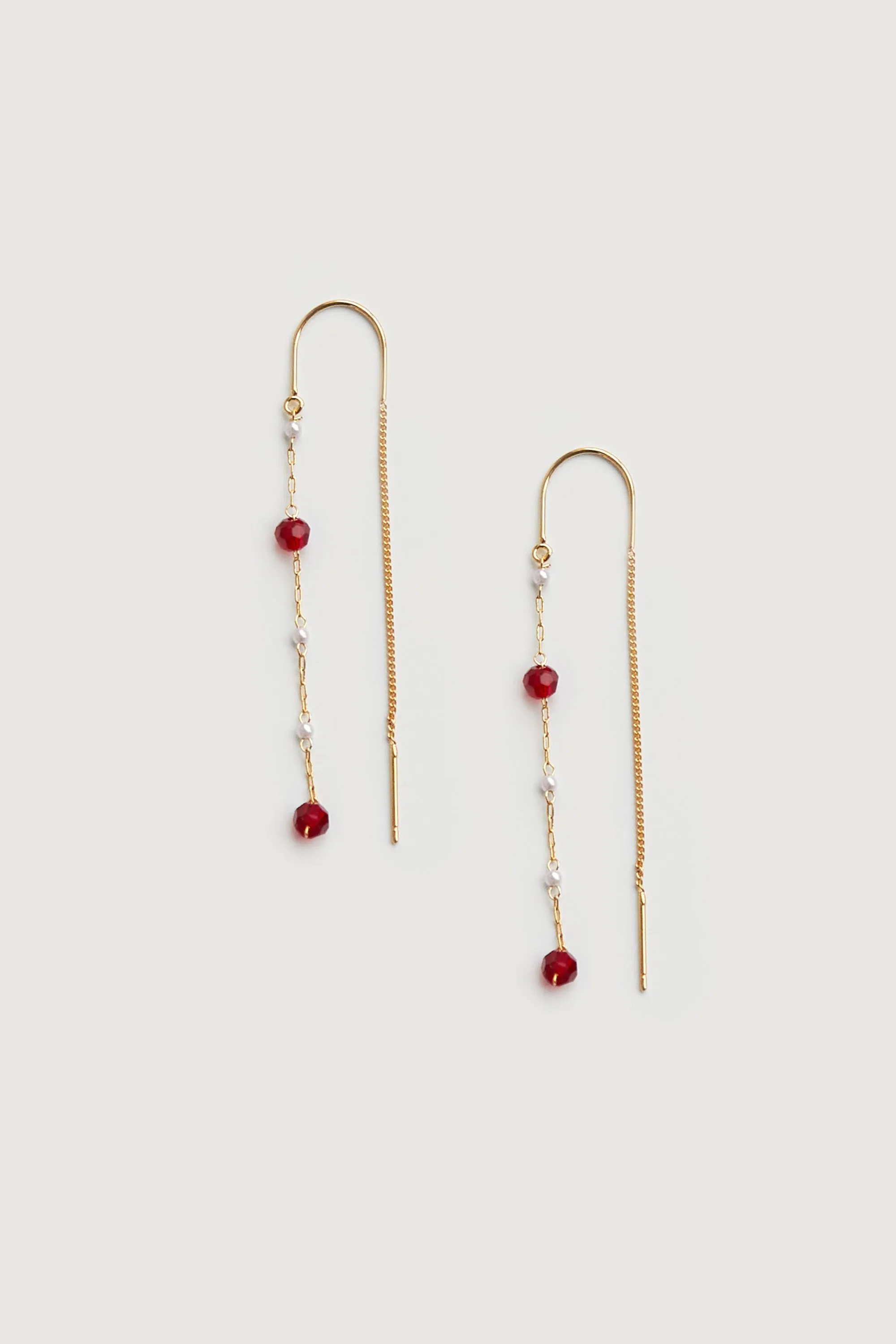 THREADER EARRING WITH RED STONES sold by OAK AND FORT product image thumbnail 4