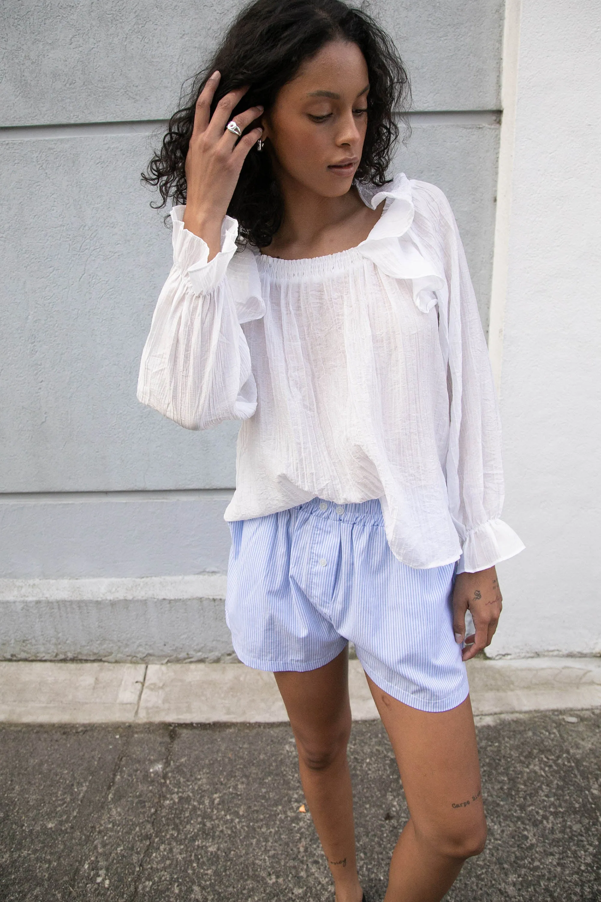 LONG SLEEVE RUFFLED BLOUSE sold by OAK AND FORT