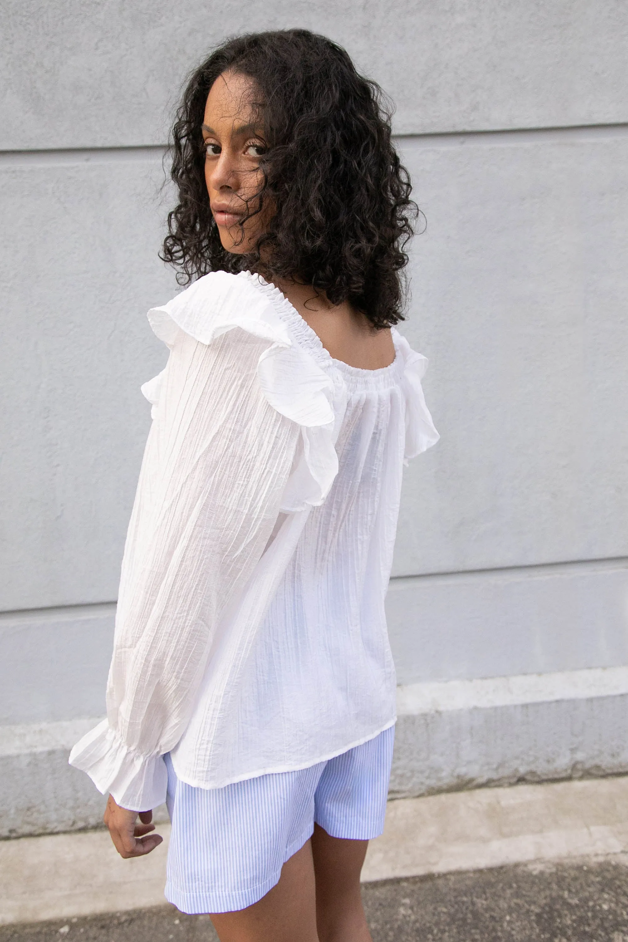 LONG SLEEVE RUFFLED BLOUSE sold by OAK AND FORT product image thumbnail 2