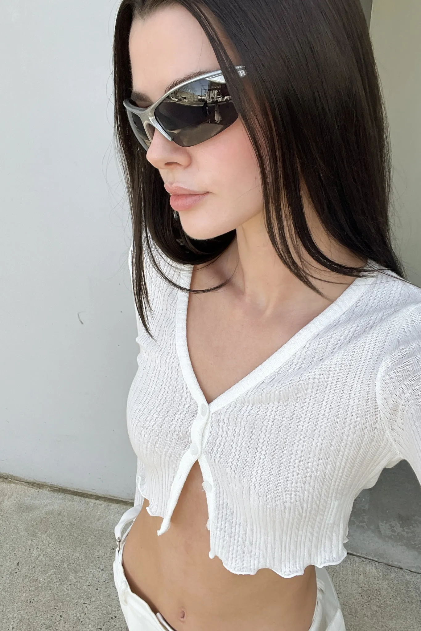 CROPPED SEMI-SHEER CARDIGAN sold by OAK AND FORT