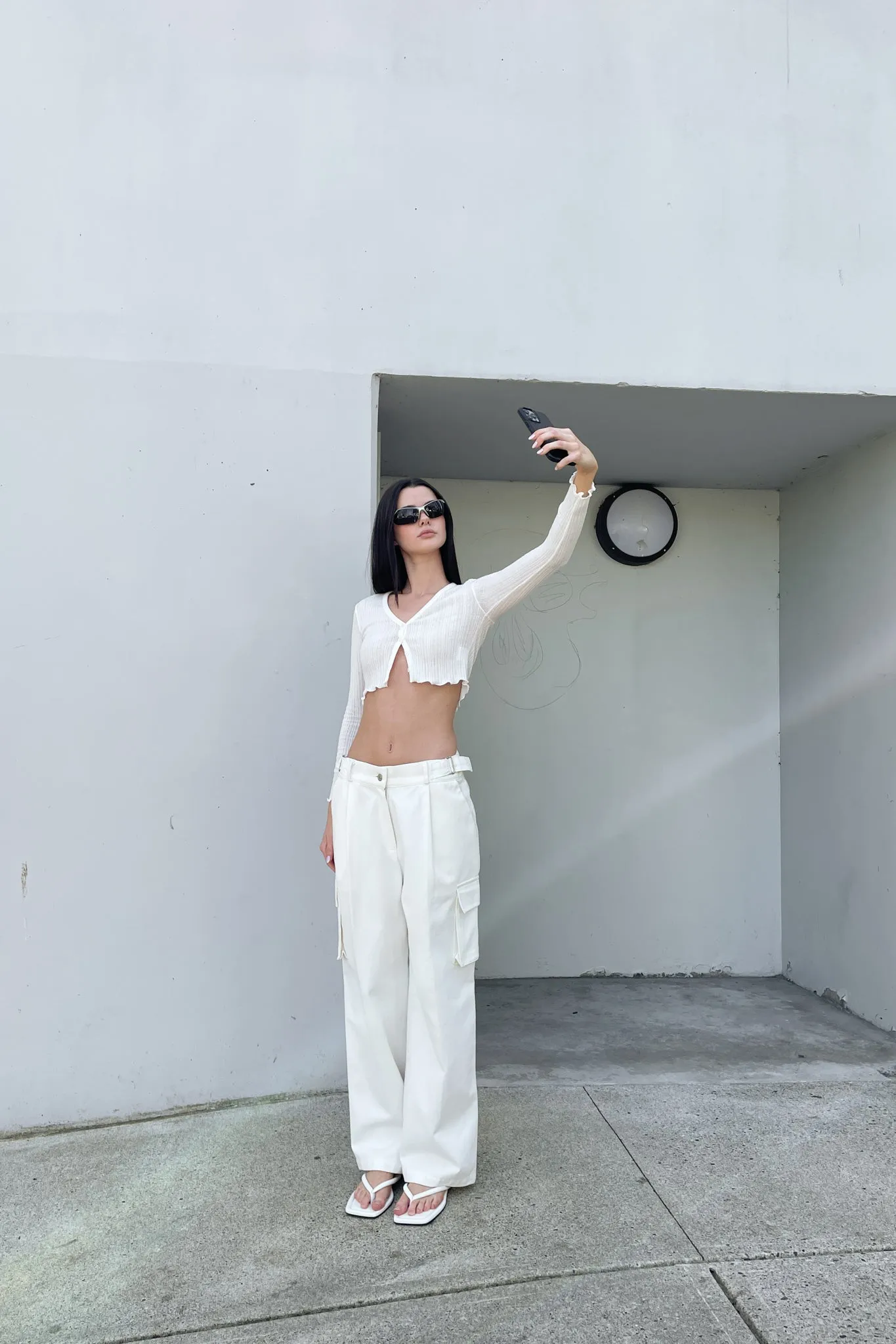 CROPPED SEMI-SHEER CARDIGAN sold by OAK AND FORT product image thumbnail 4