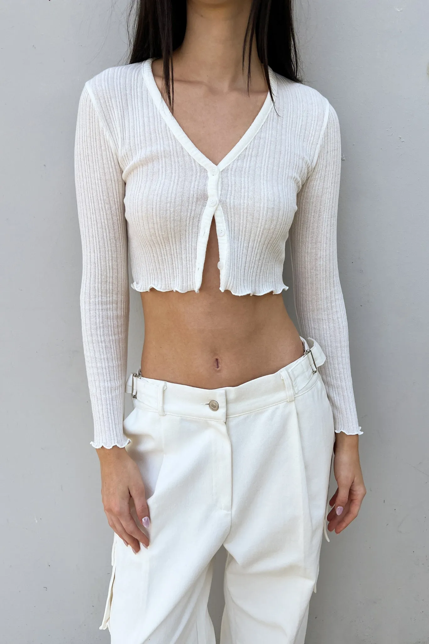 CROPPED SEMI-SHEER CARDIGAN sold by OAK AND FORT product image thumbnail 2
