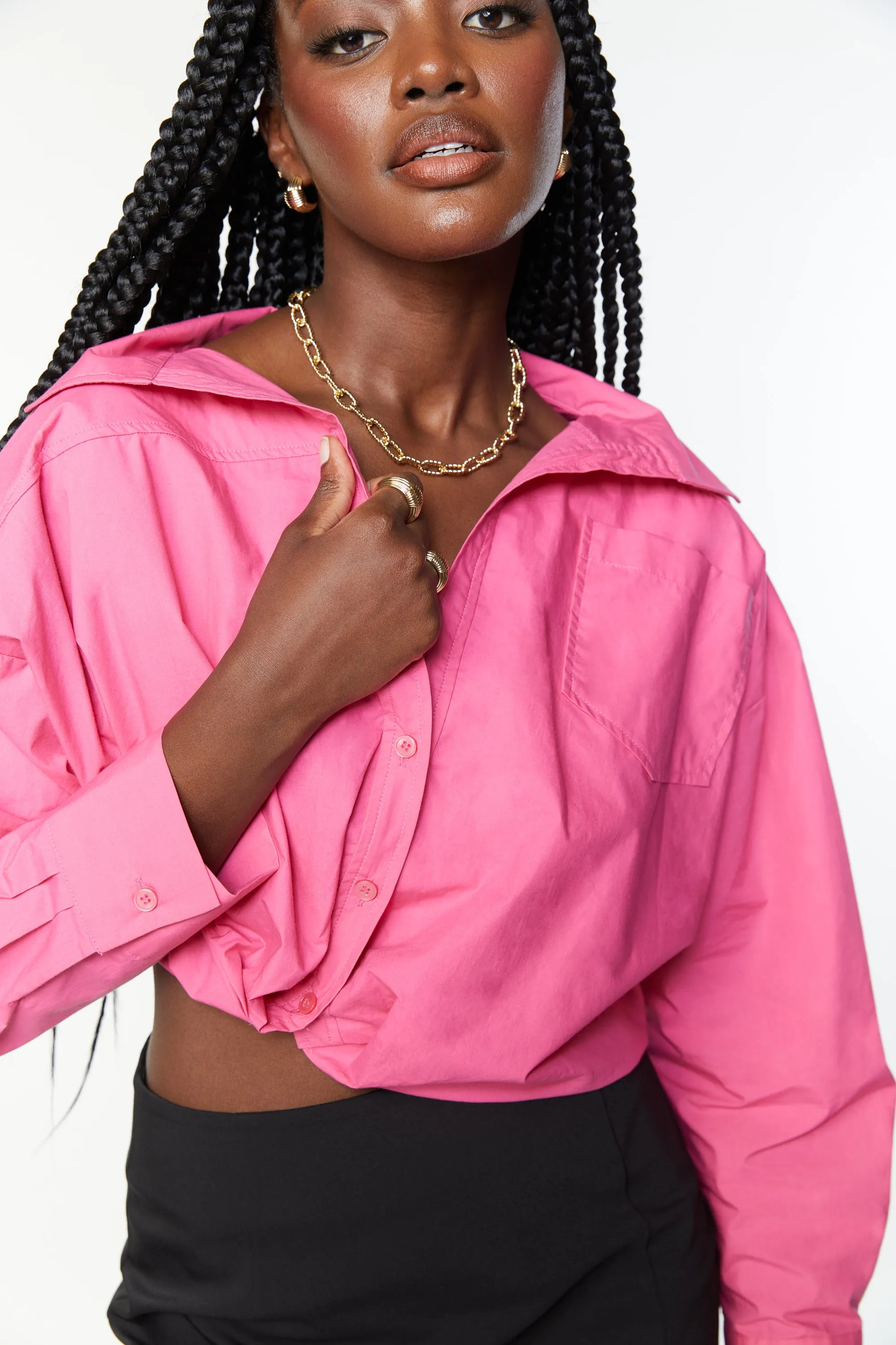 CROPPED BUTTON UP SHIRT sold by OAK AND FORT product image thumbnail 2