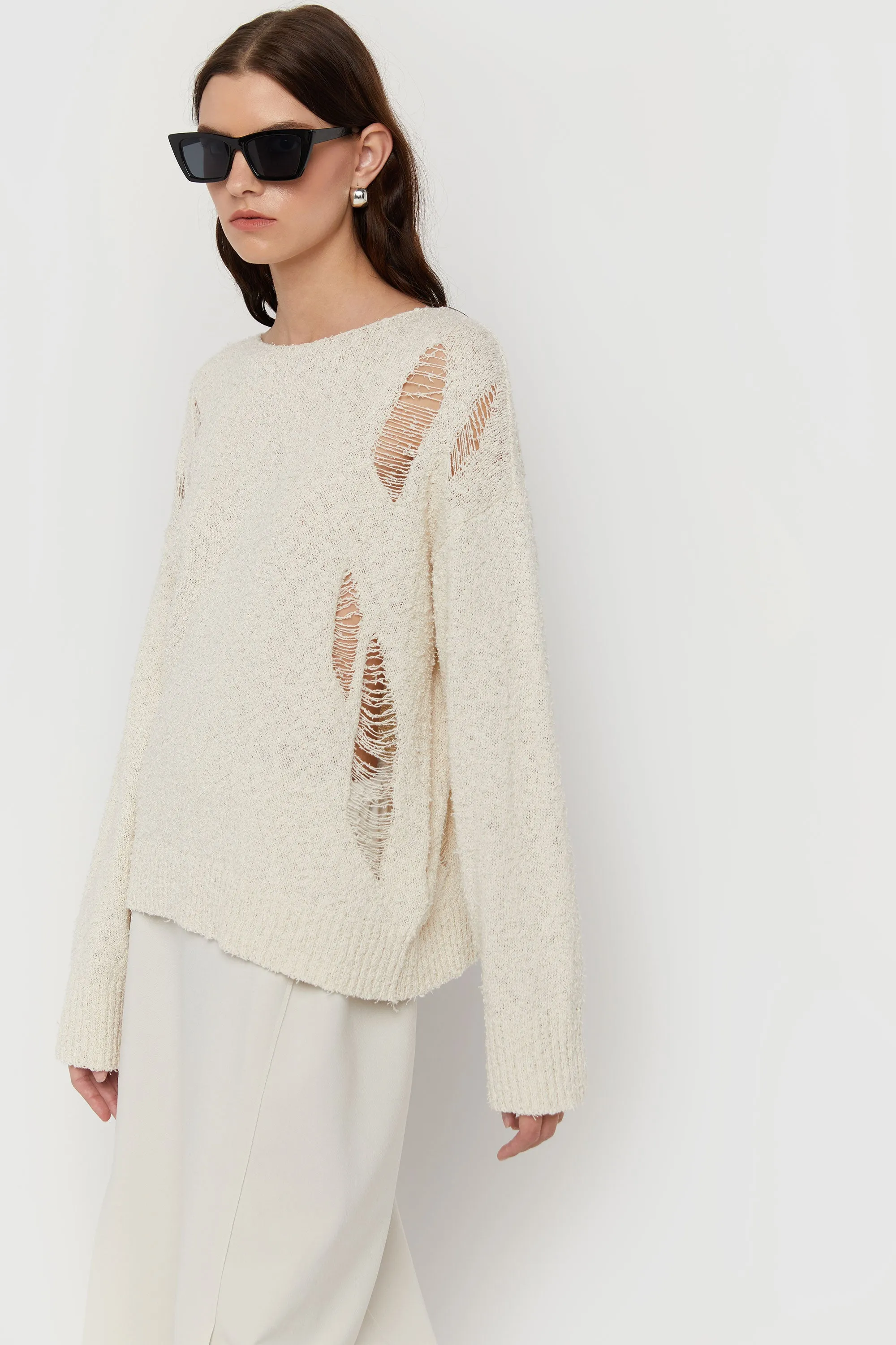 DISTRESSED OVERSIZED SWEATER sold by OAK AND FORT