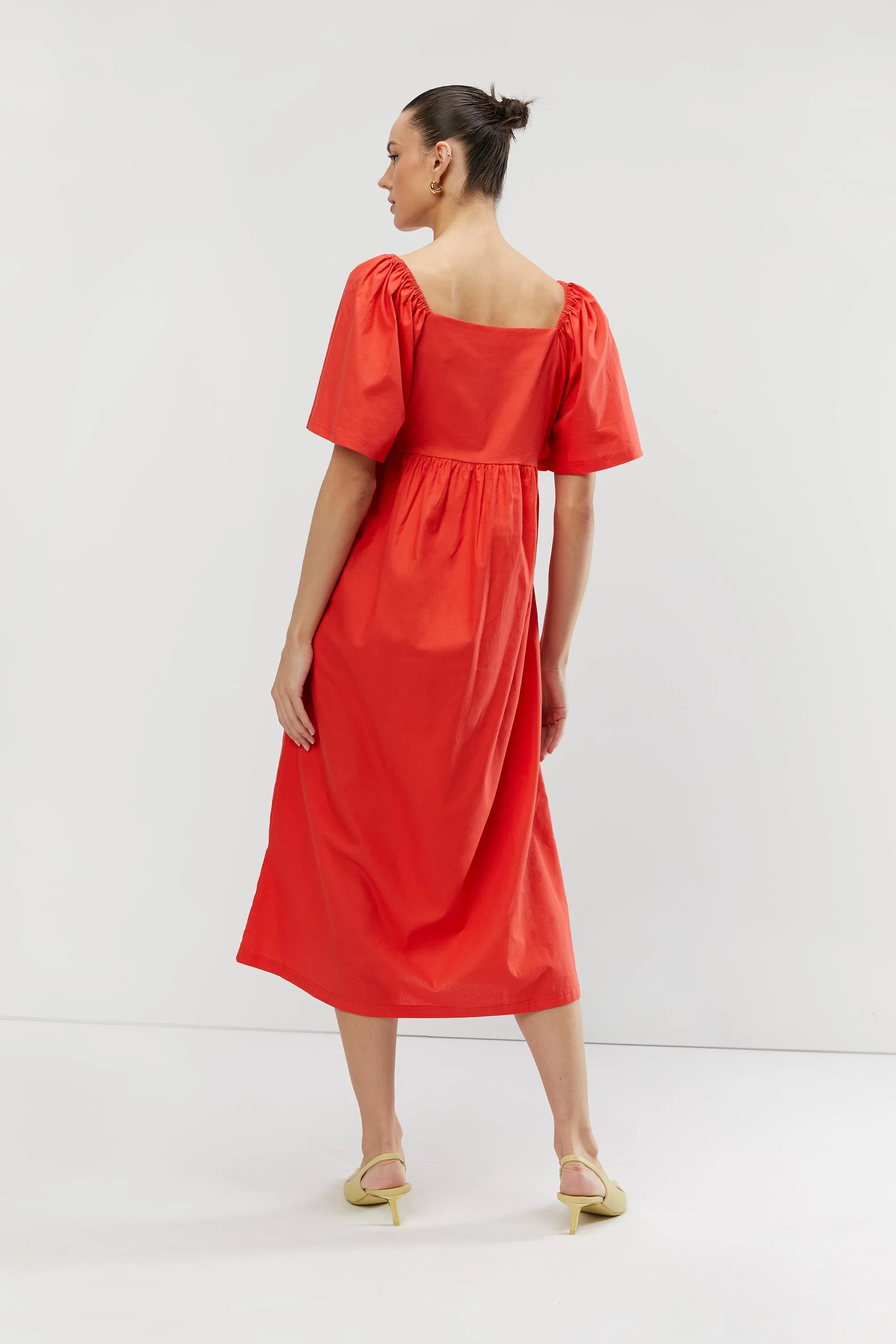 SQUARE NECK PUFF MIDI DRESS sold by OAK AND FORT product image thumbnail 4