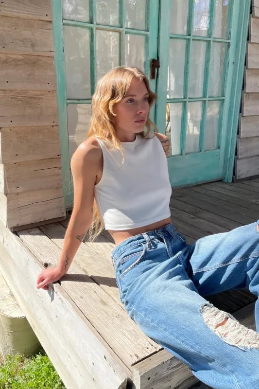 HIGH NECK CROPPED TANK sold by OAK AND FORT