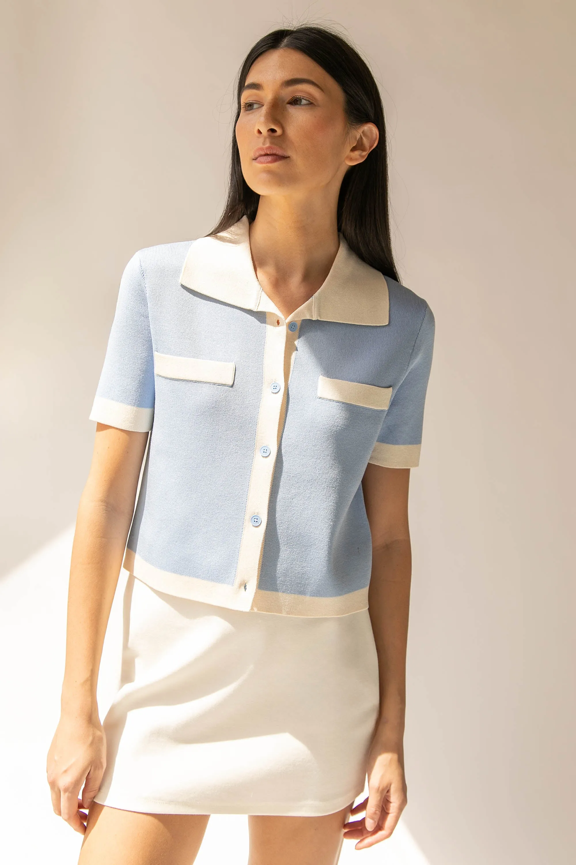 CONTRAST TRIM POLO SWEATER sold by OAK AND FORT product image thumbnail 2