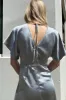 SATIN BUTTERFLY SLEEVE MIDI DRESS sold by OAK AND FORT