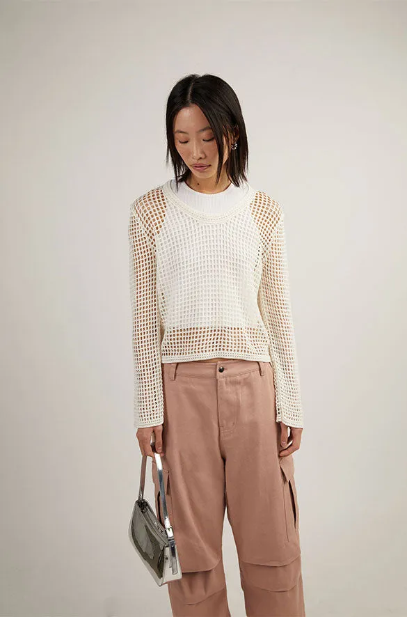 LONG SLEEVE MESH SWEATER sold by OAK AND FORT product image thumbnail 5