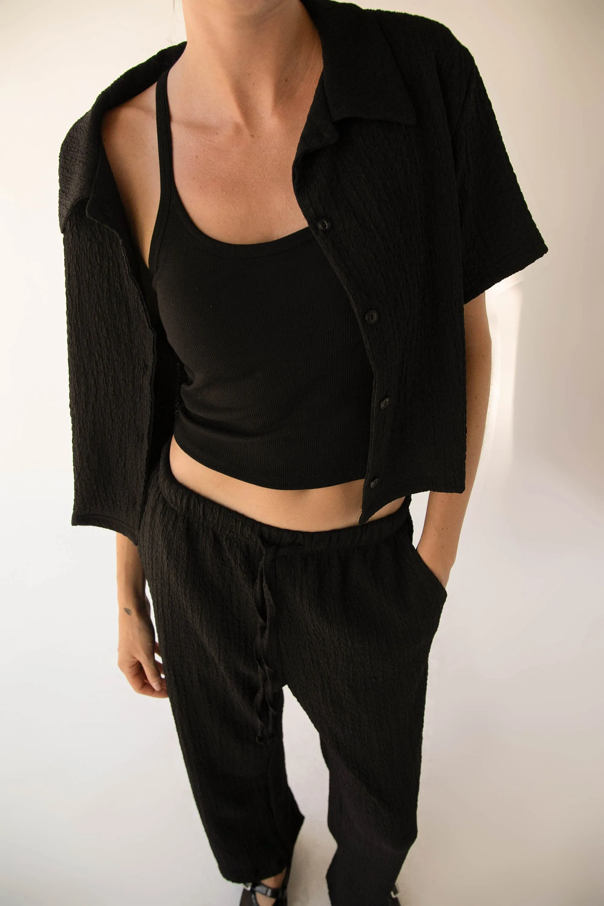 SHORT SLEEVE CRINKLE BUTTON UP sold by OAK AND FORT product image thumbnail 5