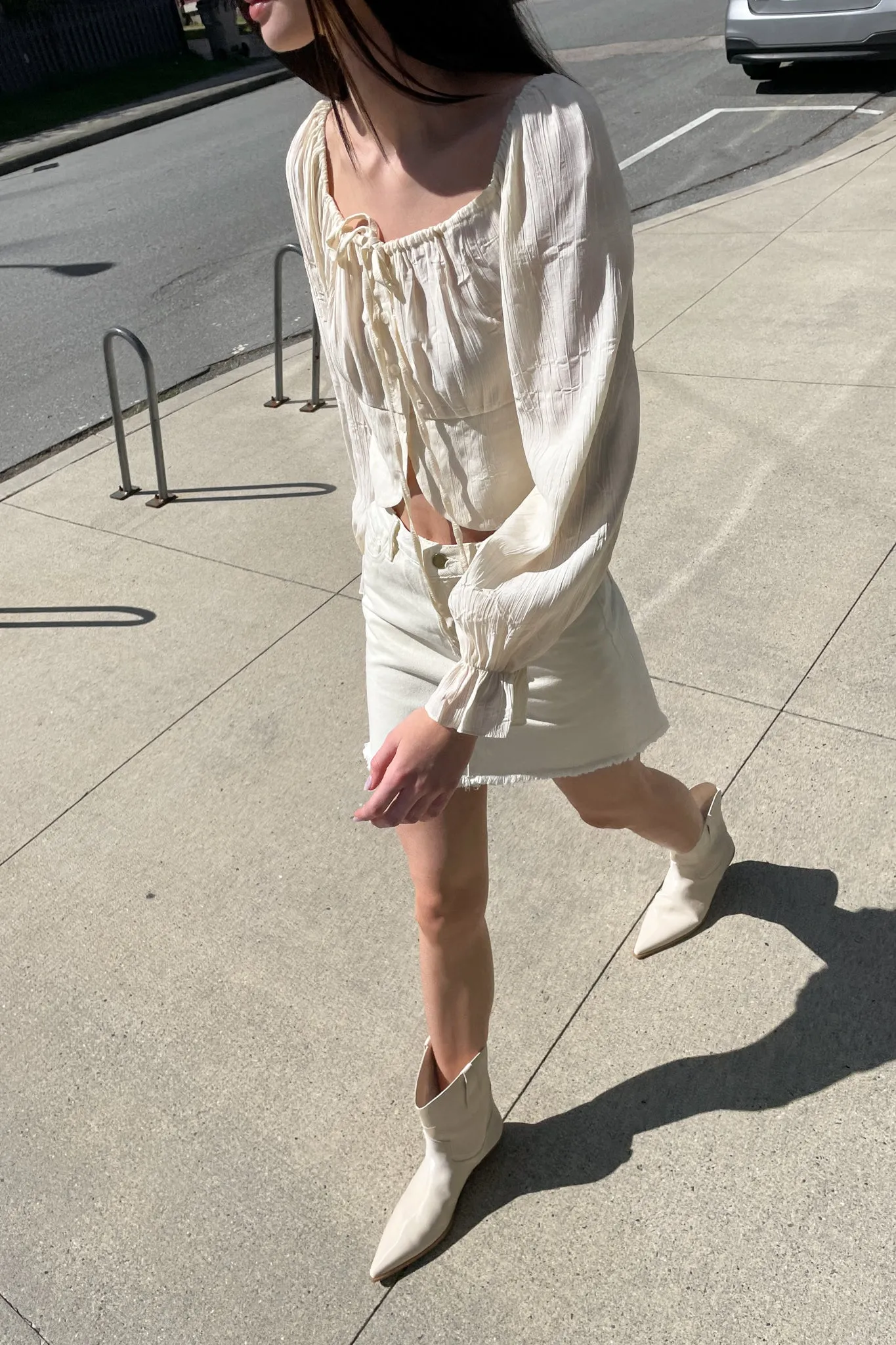 IVORY DENIM MINI SKIRT sold by OAK AND FORT product image thumbnail 3